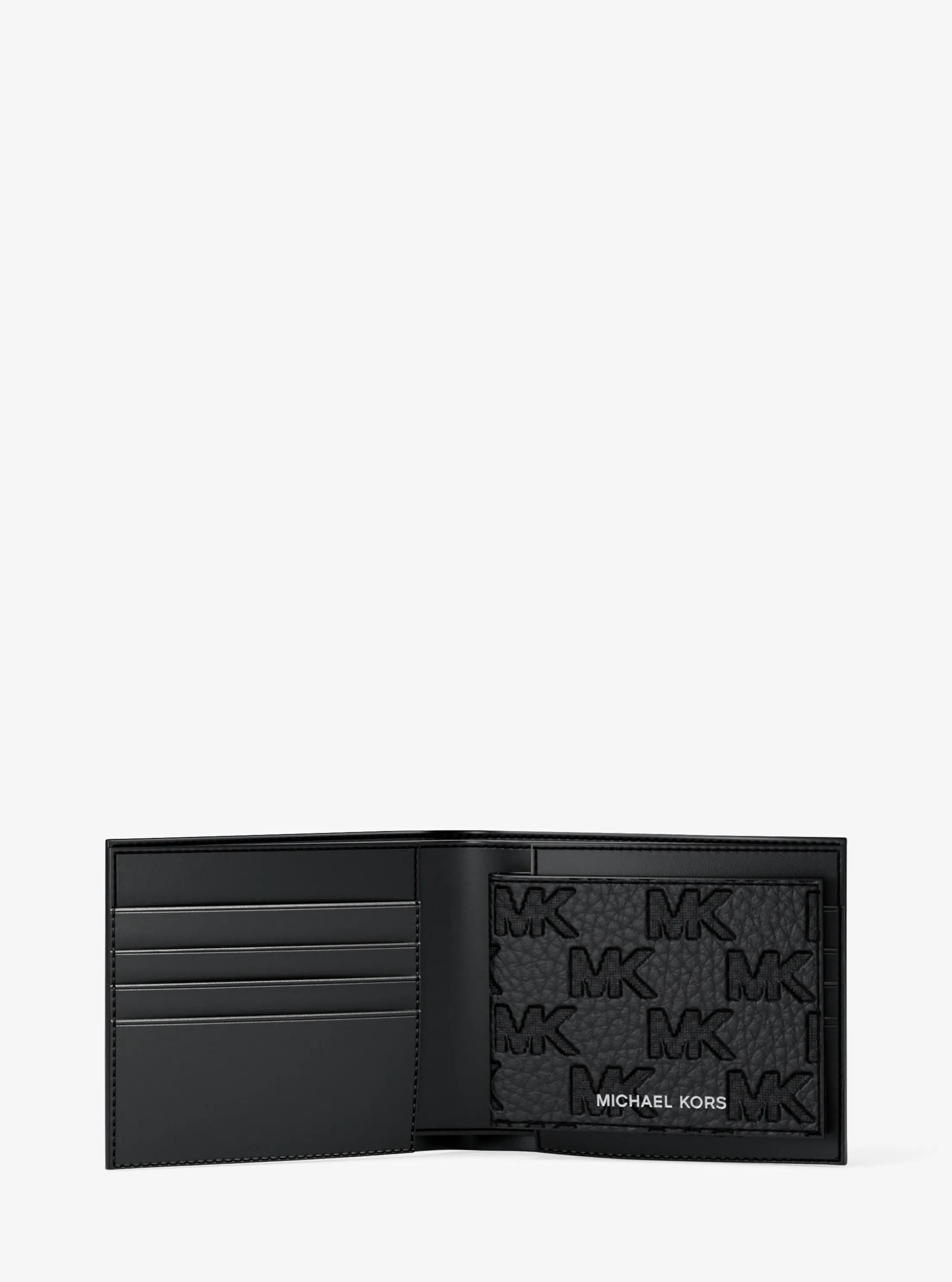MK Portefeuille compact Hudson avec porte-cartes en cuir à logo en relief - Michael Kors - Michael Kors Mens - Modalova