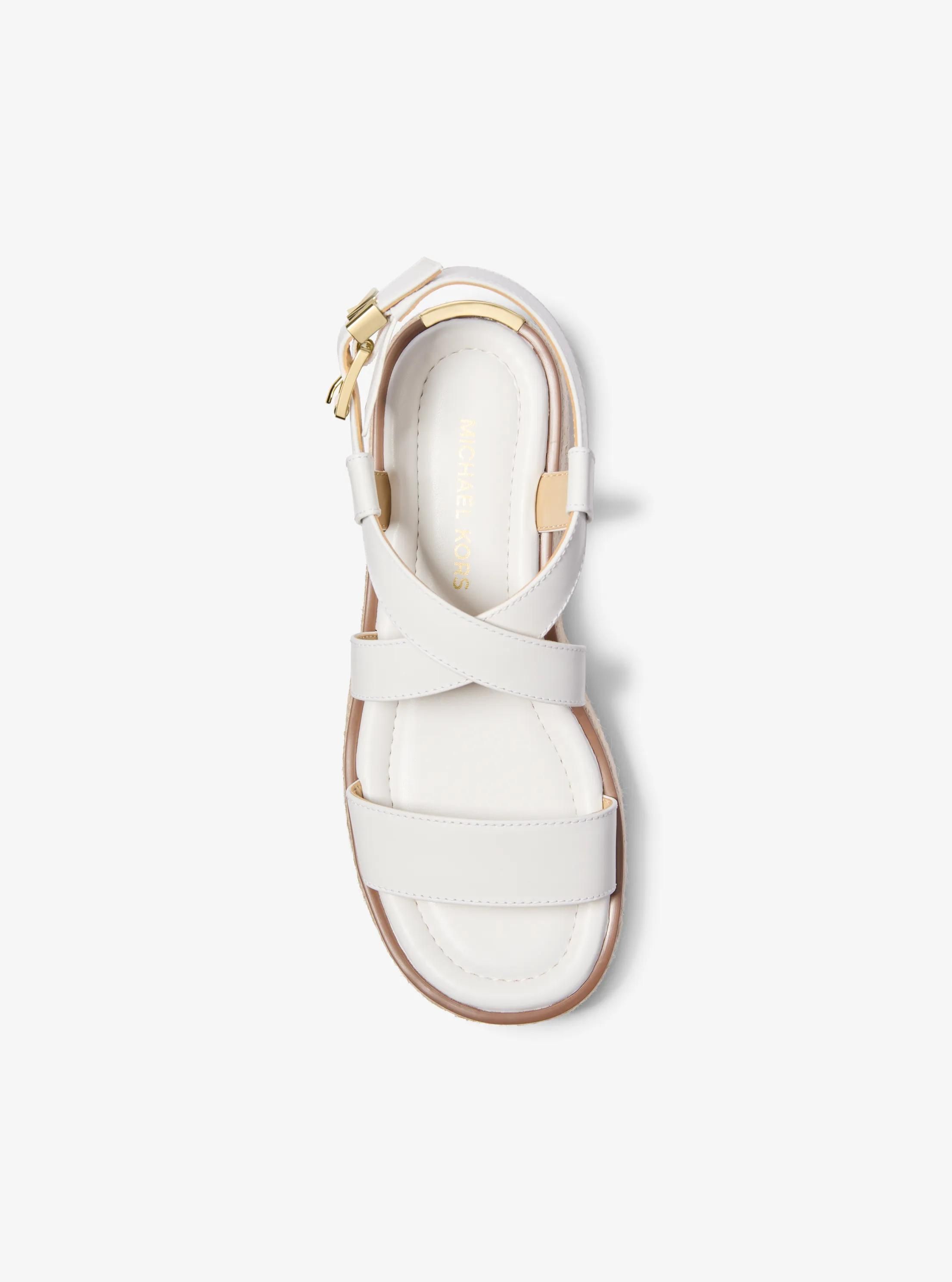 MK Sandale espadrille Lynn en cuir à semelle compensée - Michael Kors - MICHAEL Michael Kors - Modalova