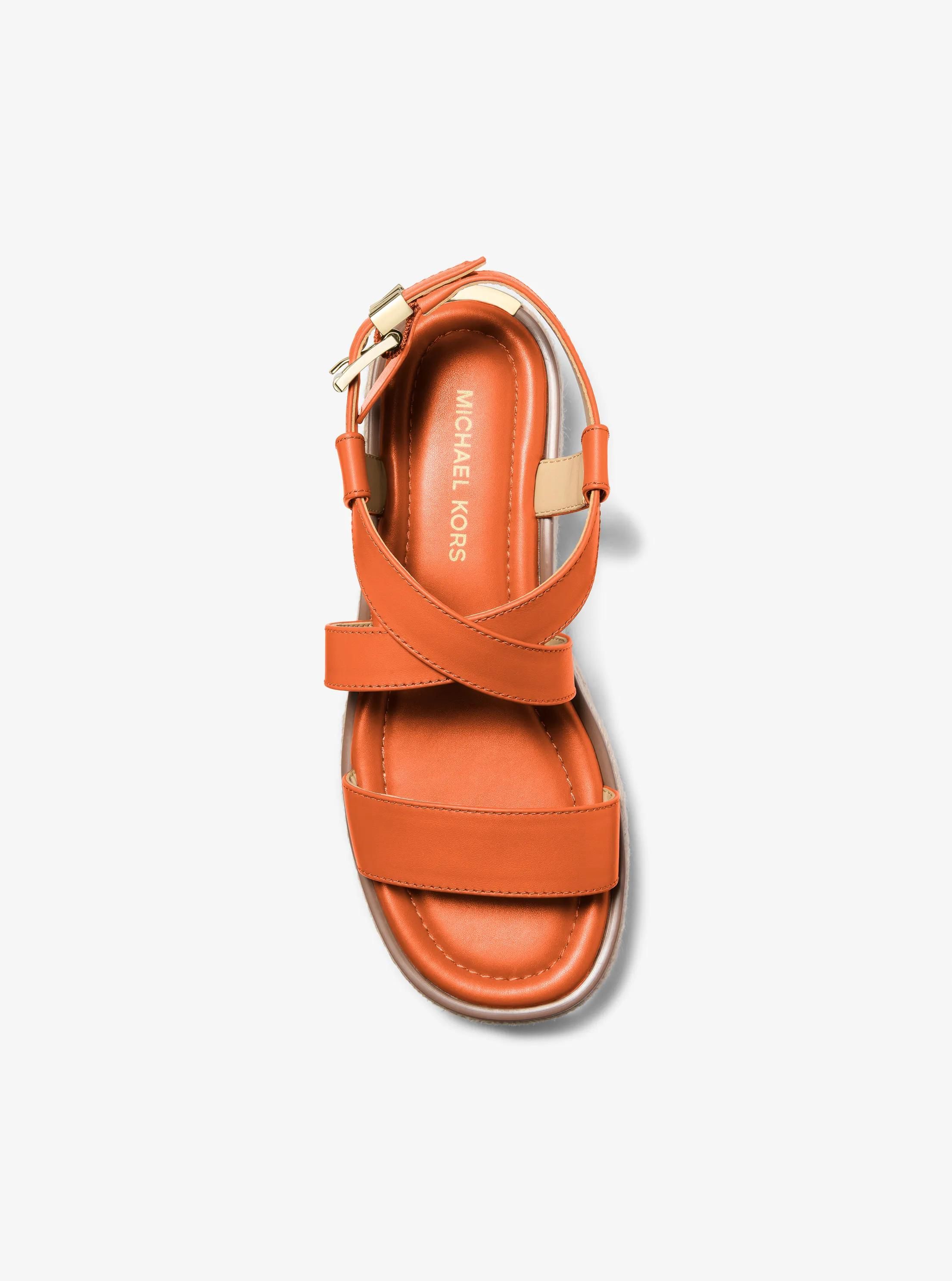 MK Sandale espadrille Lynn en cuir à semelle compensée - Michael Kors - MICHAEL Michael Kors - Modalova
