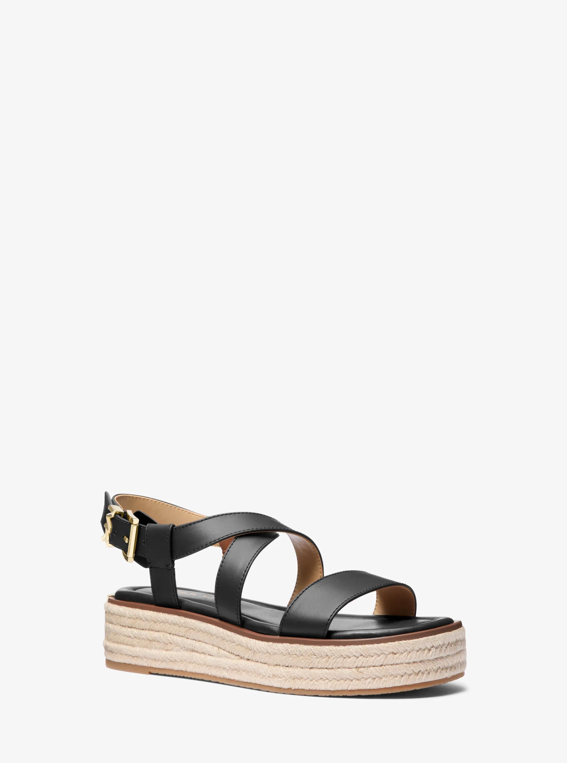 MK Sandale espadrille Lynn en cuir à semelle compensée - Michael Kors - MICHAEL Michael Kors - Modalova