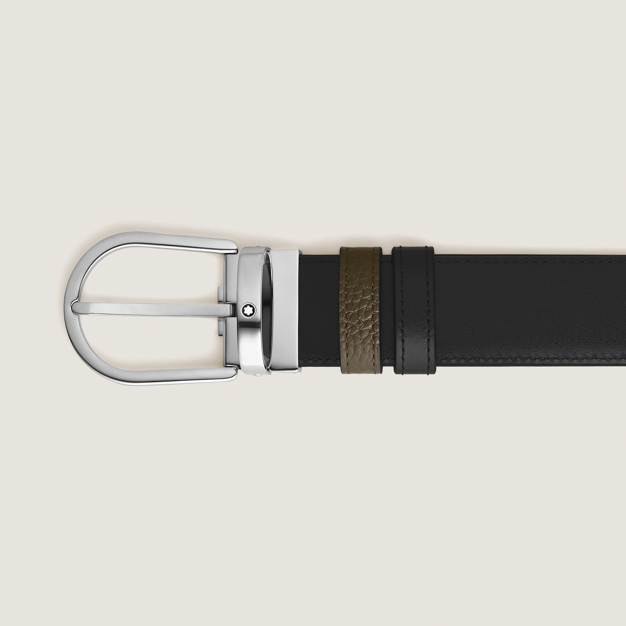 Ceinture réversible à boucle fer à cheval de 35 mm en cuir kaki/noir - | - Cuir - MB222405 - Ceintures - MONTBLANC - Modalova