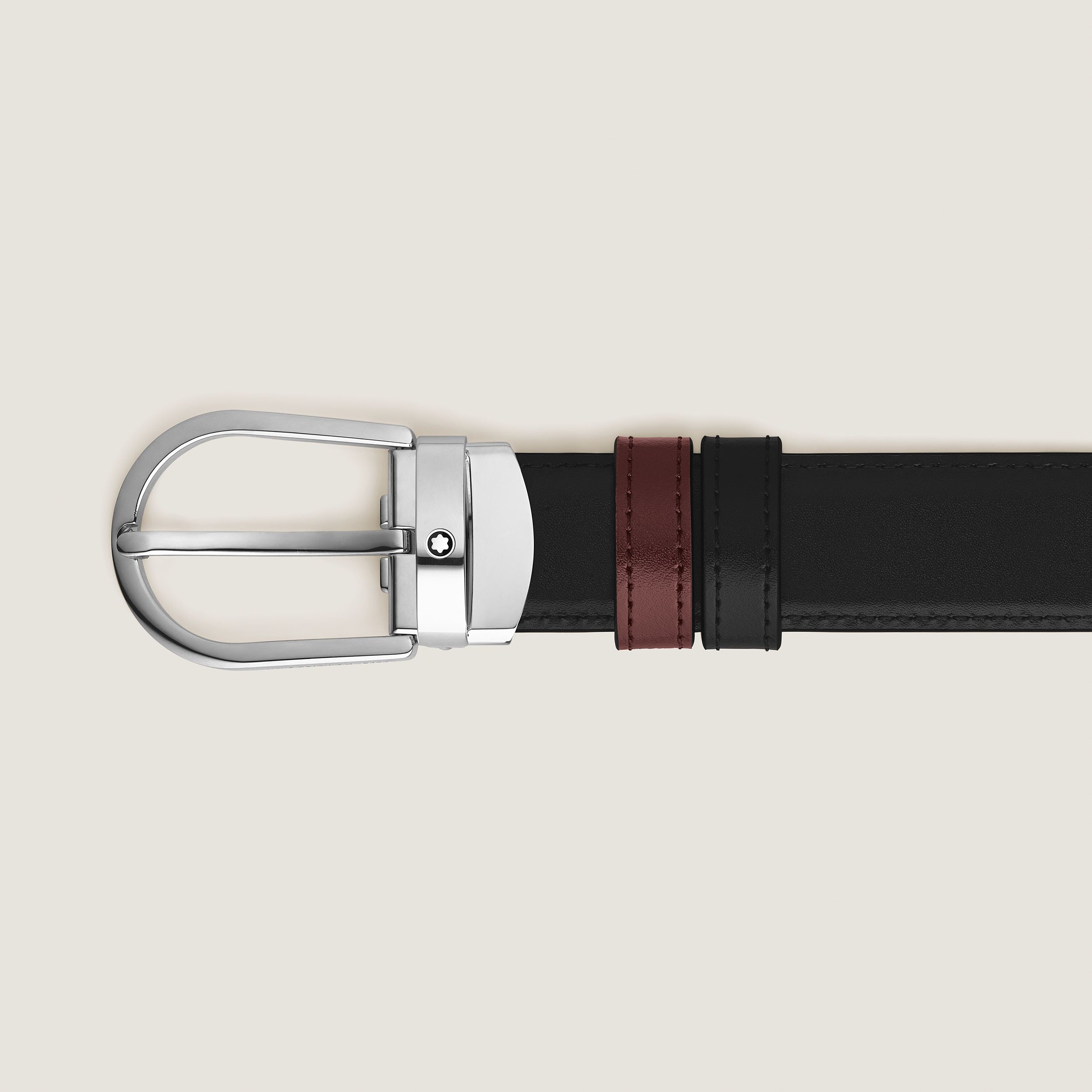 Ceinture réversible à boucle fer à cheval de 30 mm en cuir noir/bordeaux - | - Cuir - MB221052 - Ceintures - MONTBLANC - Modalova