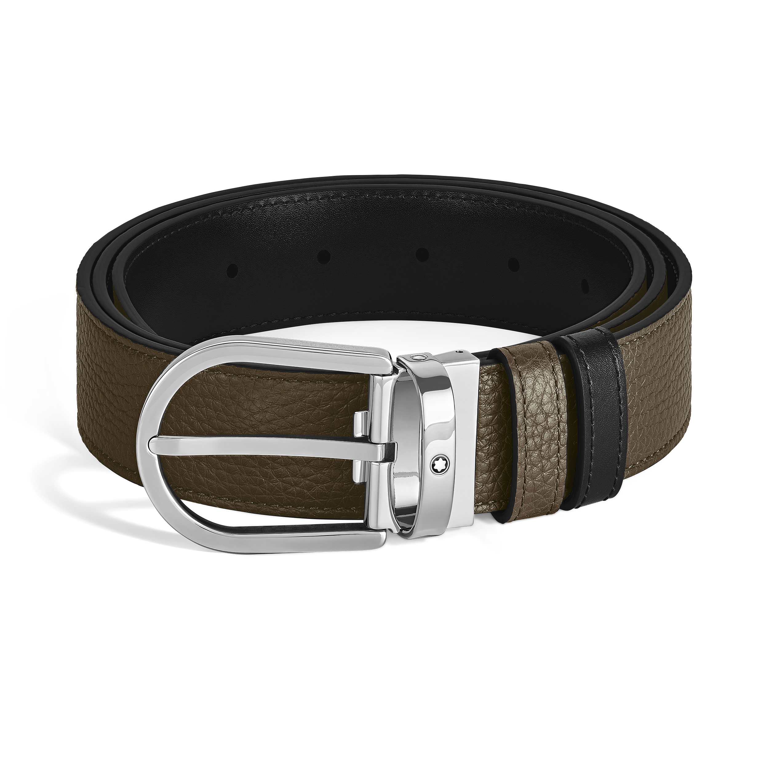 Ceinture réversible à boucle fer à cheval de 35 mm en cuir kaki/noir - | - Cuir - MB222405 - Ceintures - MONTBLANC - Modalova