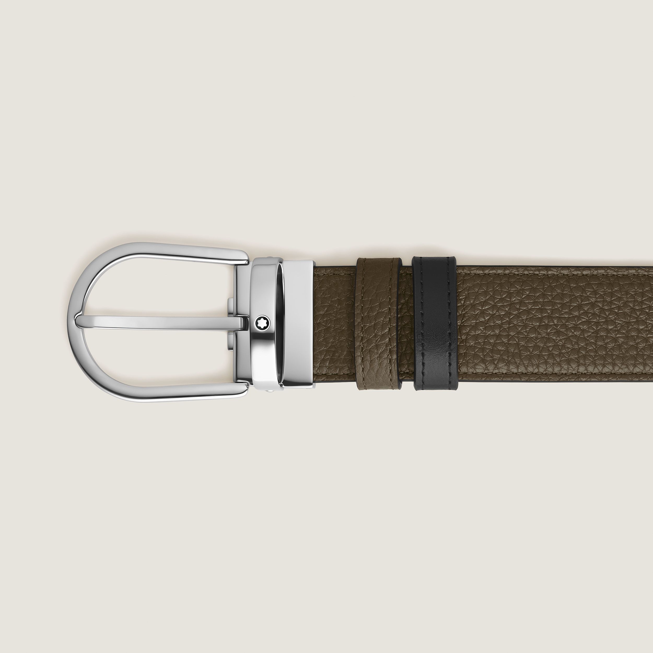Ceinture réversible à boucle fer à cheval de 35 mm en cuir kaki/noir - | - Cuir - MB222405 - Ceintures - MONTBLANC - Modalova