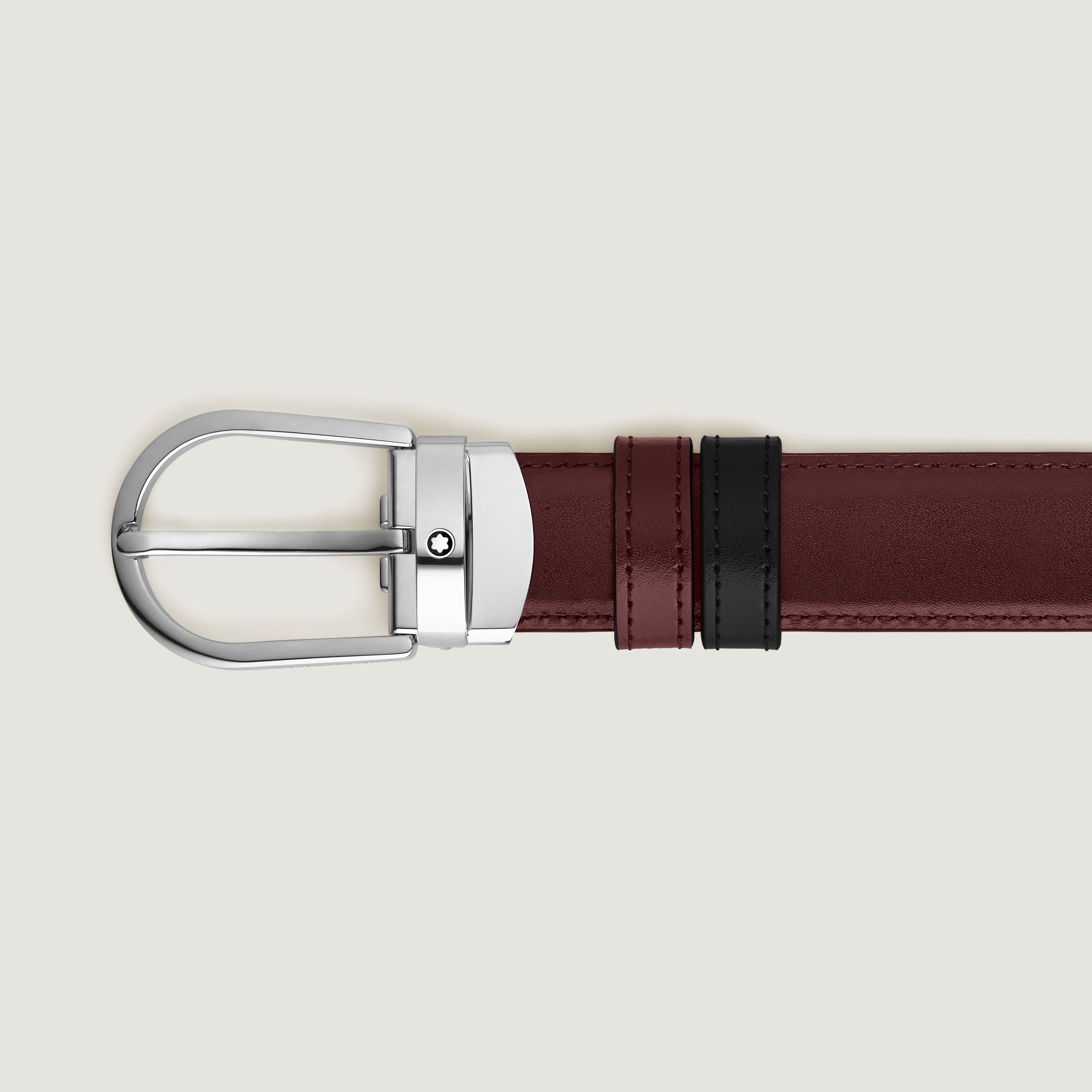 Ceinture réversible à boucle fer à cheval de 30 mm en cuir noir/bordeaux - | - Cuir - MB221052 - Ceintures - MONTBLANC - Modalova