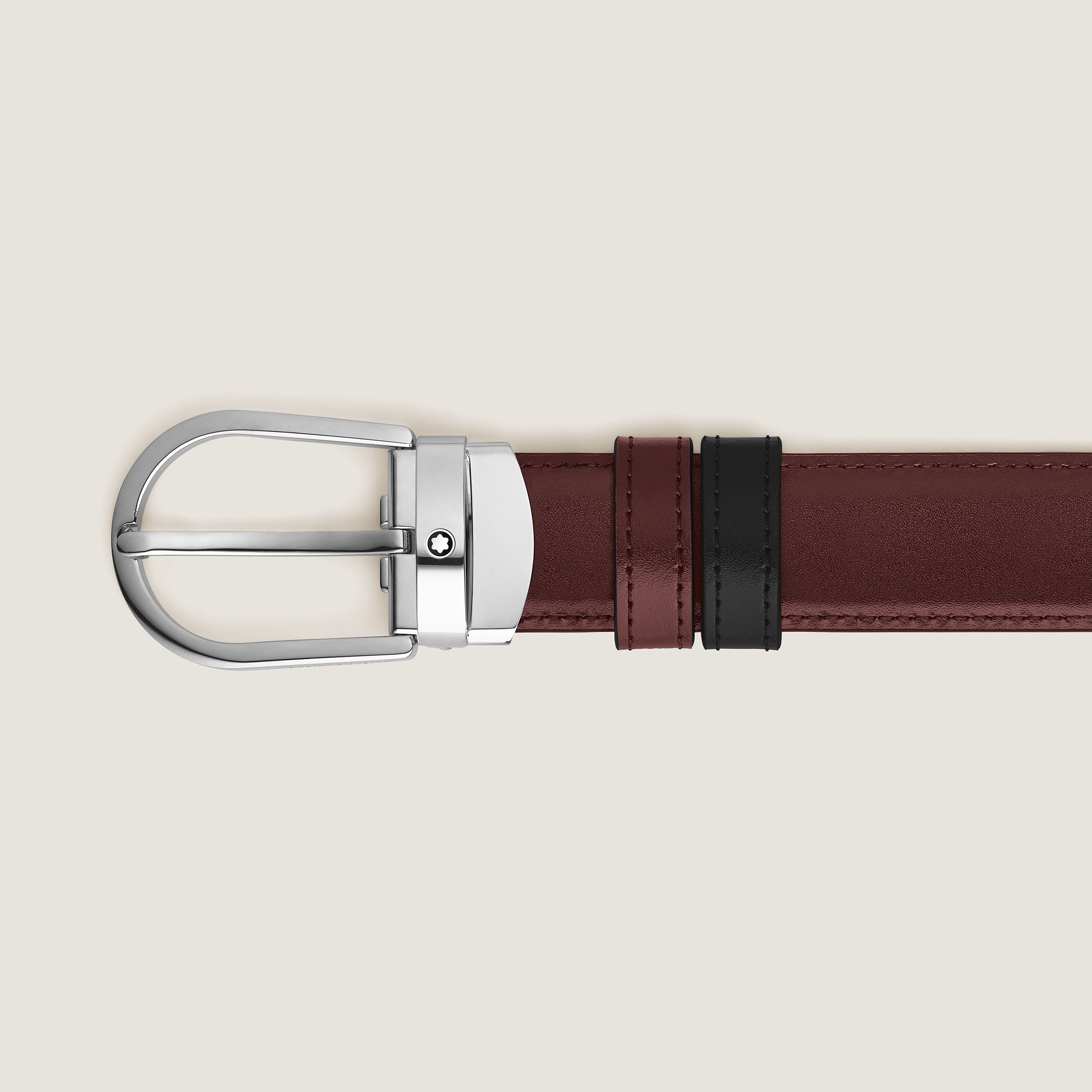Ceinture réversible à boucle fer à cheval de 30 mm en cuir noir/bordeaux - | - Cuir - MB221052 - Ceintures - MONTBLANC - Modalova
