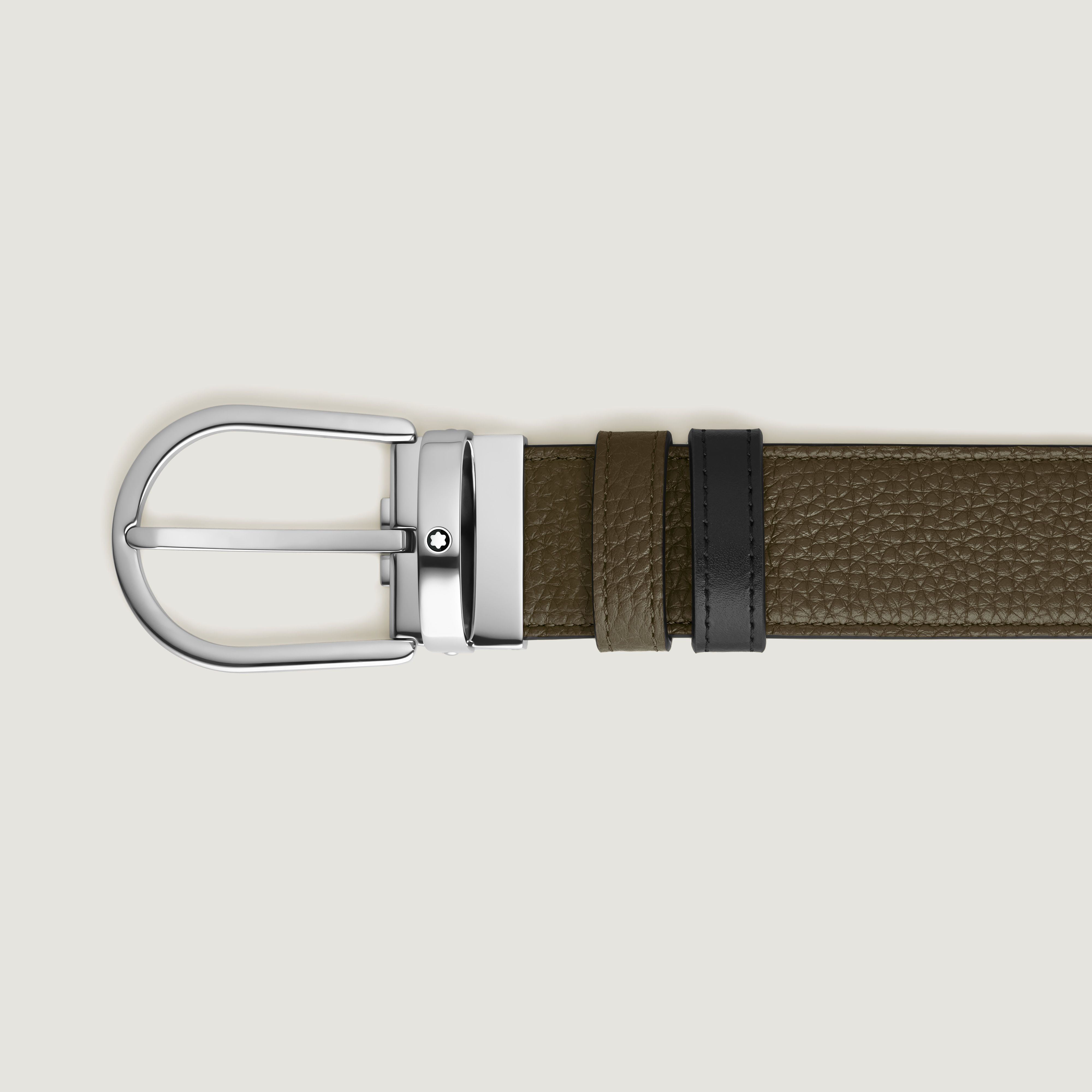 Ceinture réversible à boucle fer à cheval de 35 mm en cuir kaki/noir - | - Cuir - MB222405 - Ceintures - MONTBLANC - Modalova