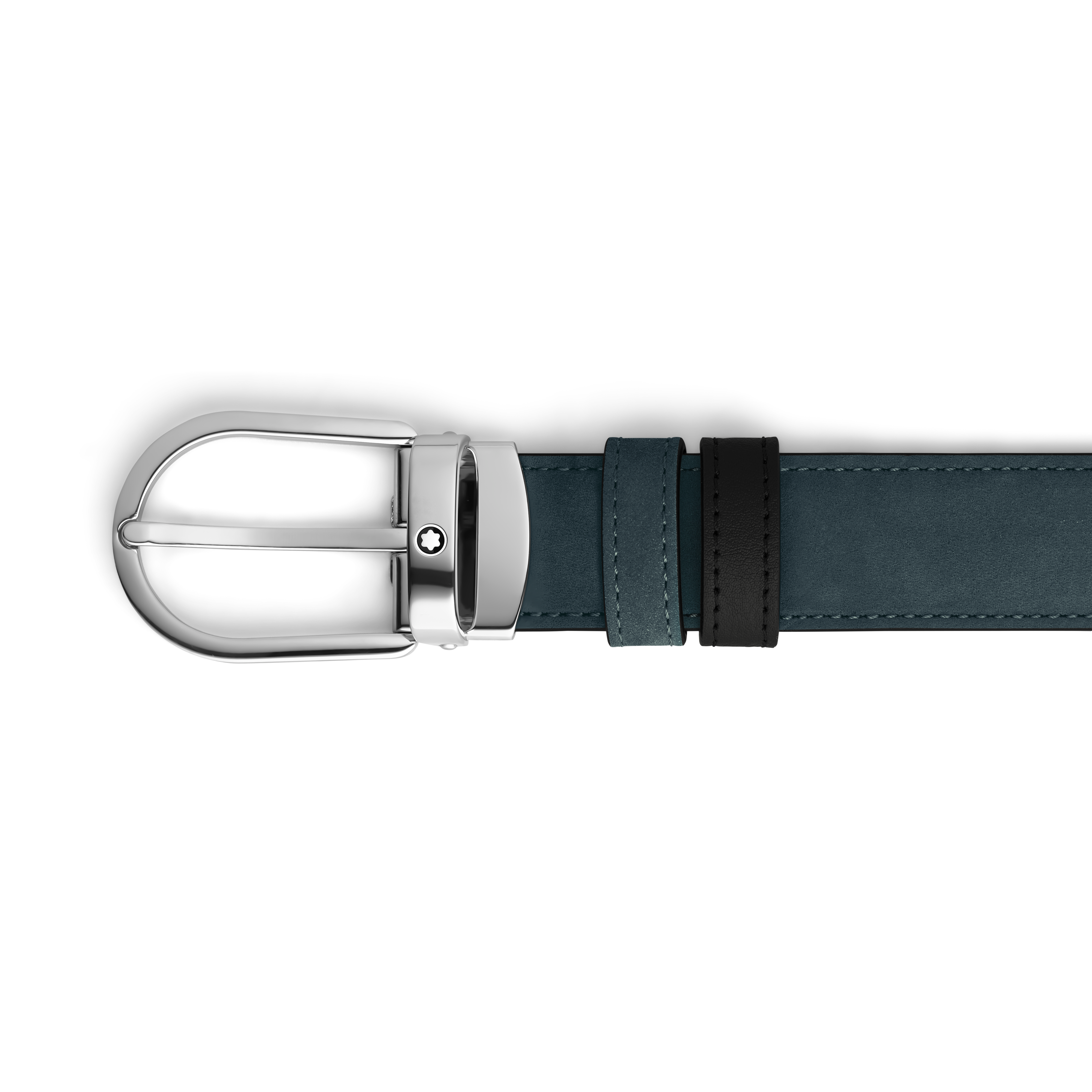Ceinture réversible à boucle fer à cheval de 30 mm en cuir bleu velours/noir - MB220976 - Ceintures - MONTBLANC - Modalova