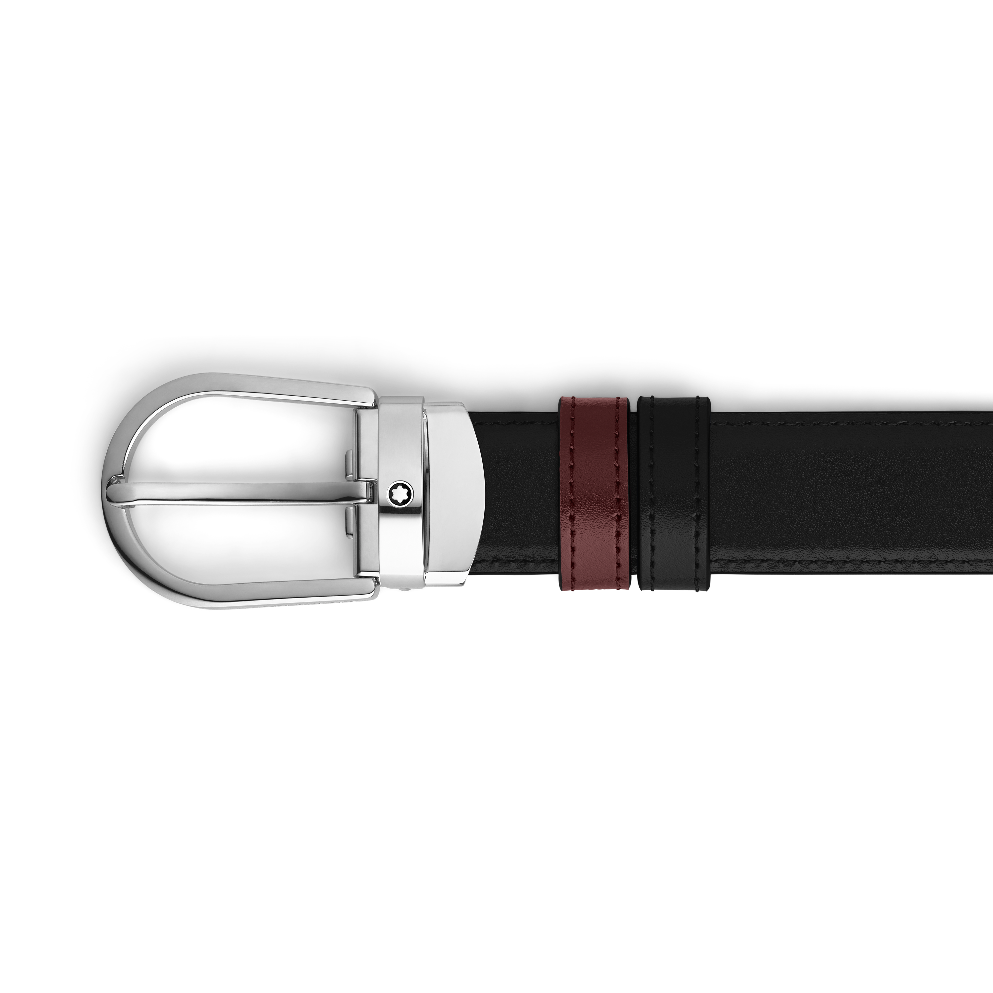 Ceinture réversible à boucle fer à cheval de 30 mm en cuir noir/bordeaux - | - Cuir - MB221052 - Ceintures - MONTBLANC - Modalova
