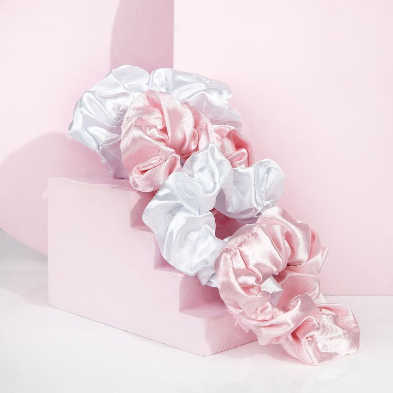 Satin Scrunchies Pink & White élastiques à cheveux - Brushworks - Modalova