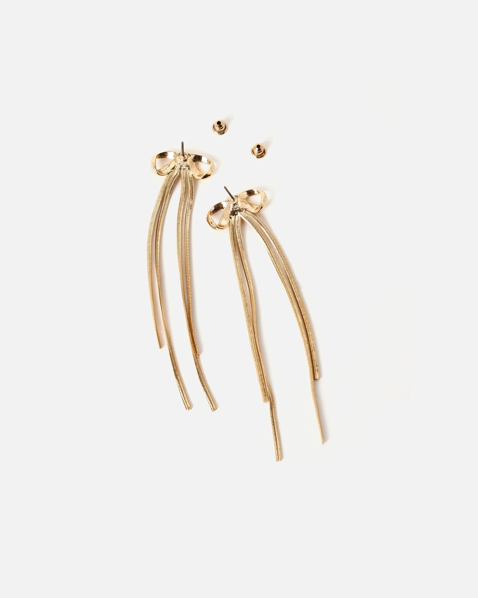 Boucles d'oreilles longues Bowie avec nœud - Misako - Modalova