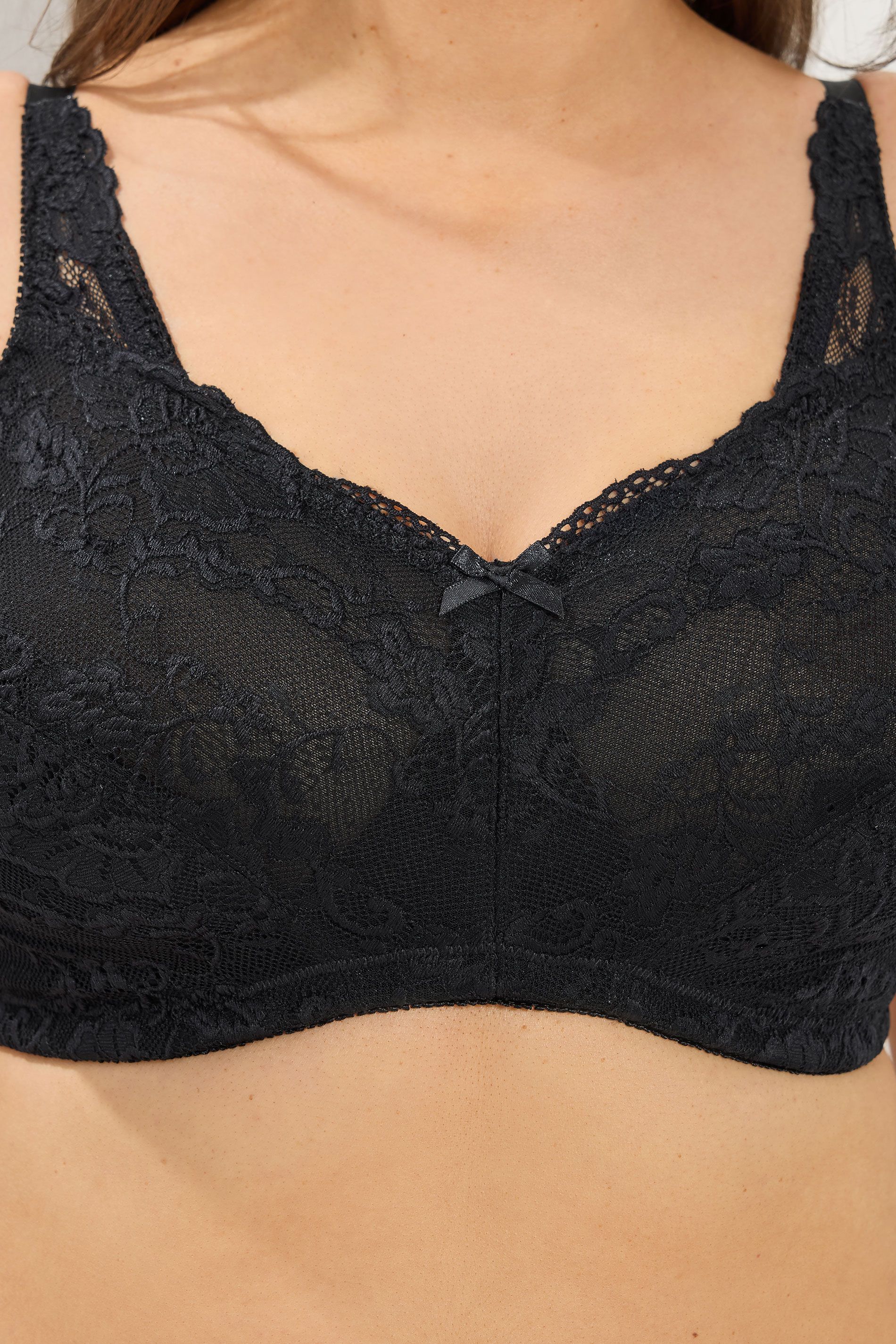 Soutiengorge Emboîtant Sans Armatures Ni Rembourrage Noir En Dentelle Size 100D - Yours - Modalova