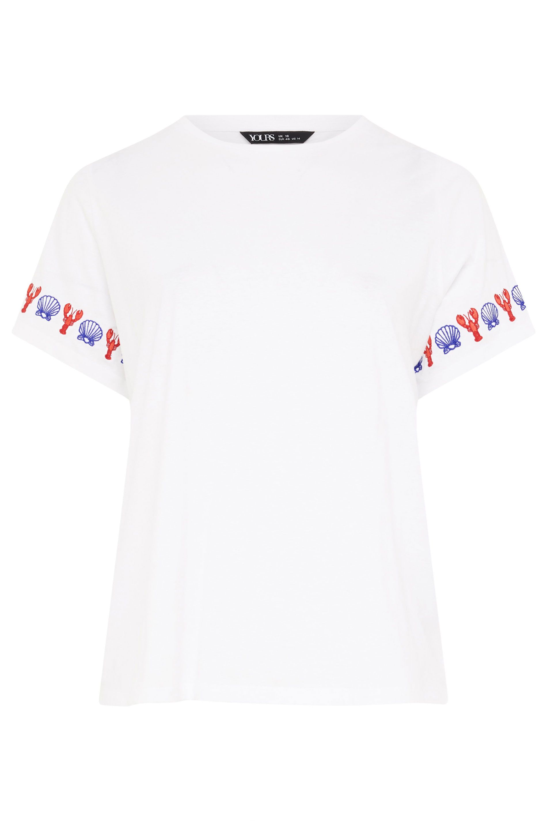 Tshirt Blanc Brodé Avec Détail De Manches Fantaisie Size 54-56 - Yours - Modalova