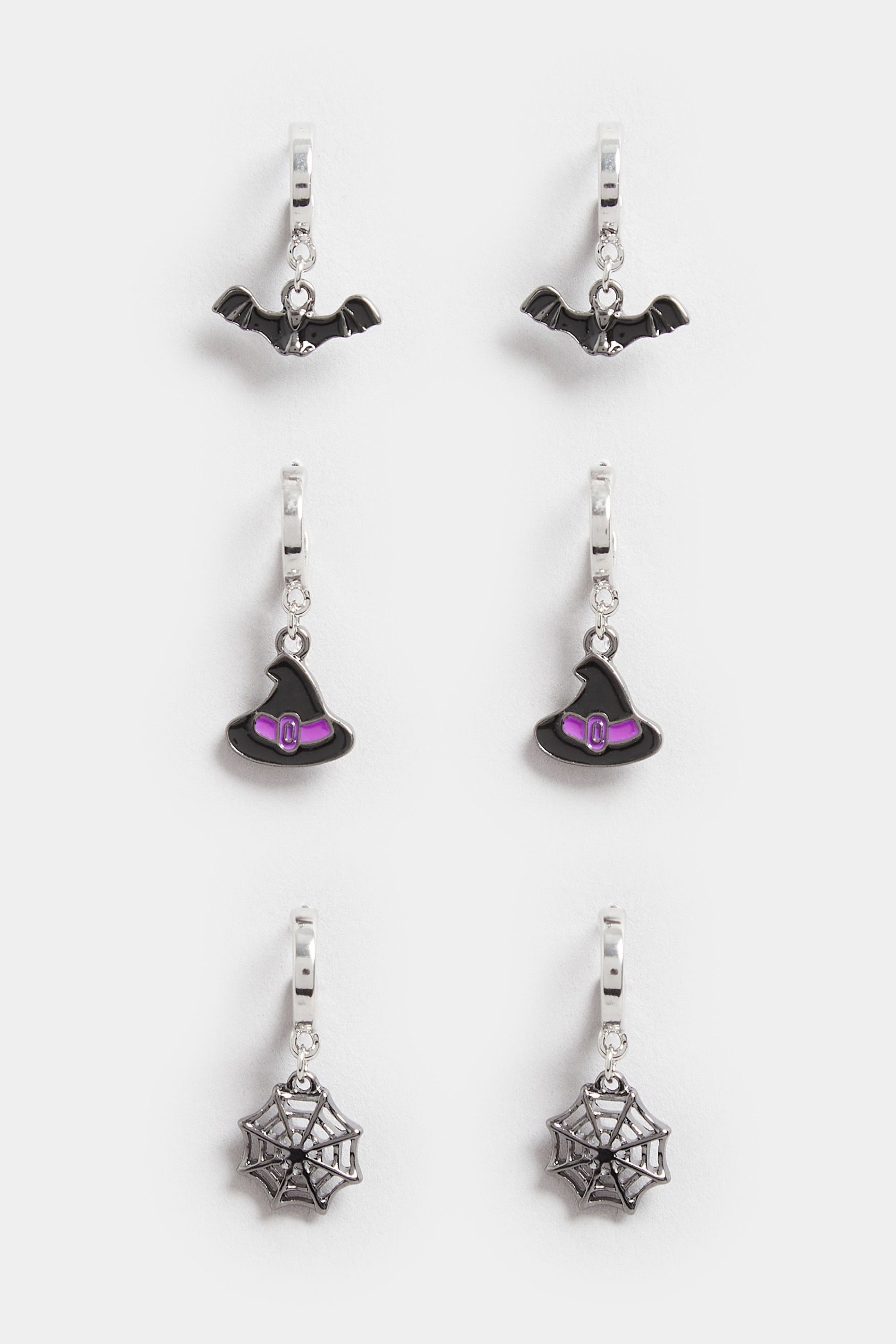 Lot De 3 Petites Boucles D'oreilles Créoles Argentées Halloweensize One Size - Yours - Modalova