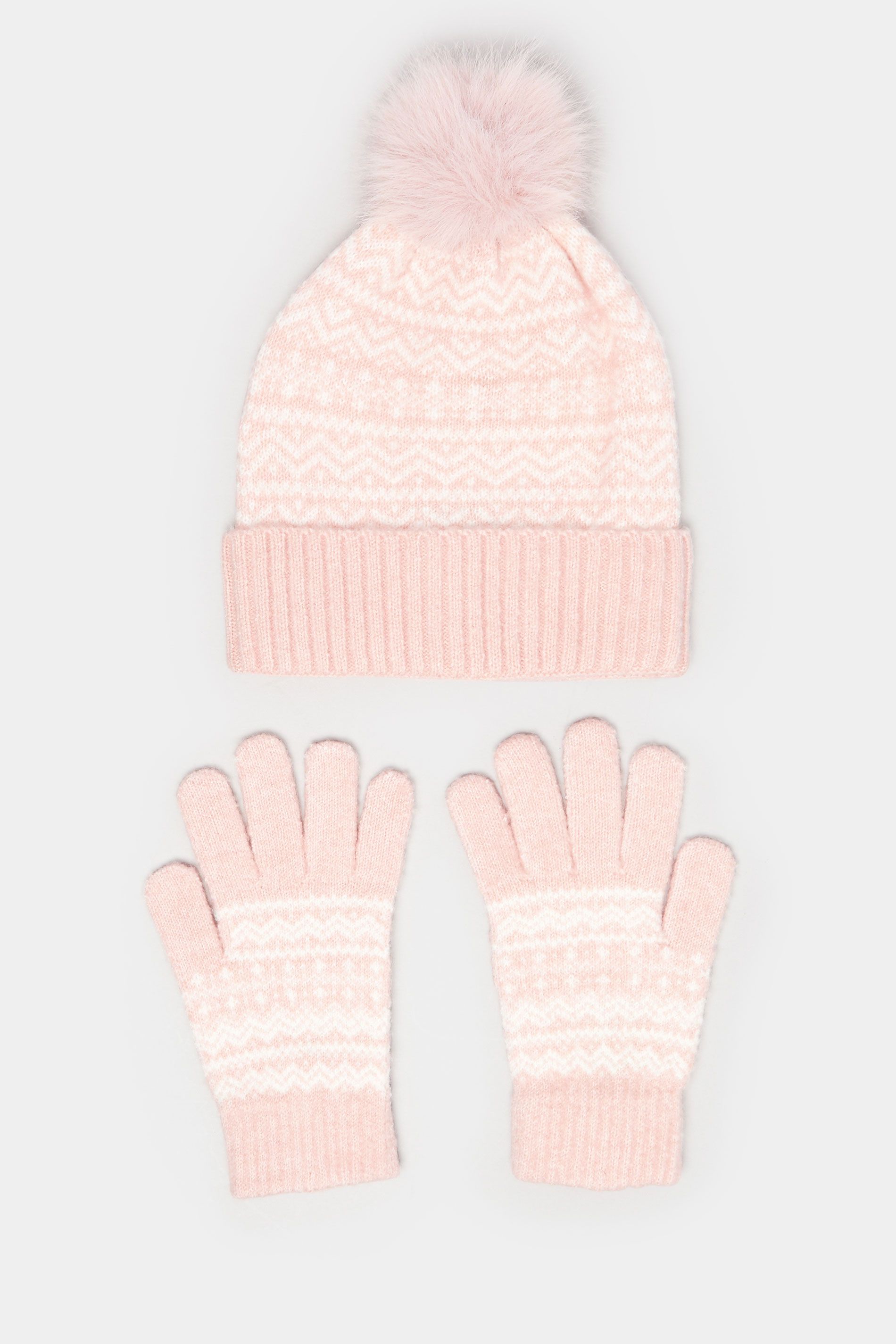 Ensemble Bonnet Et Gants À Pompon Fair Isle Rosesize One Size - Yours - Modalova