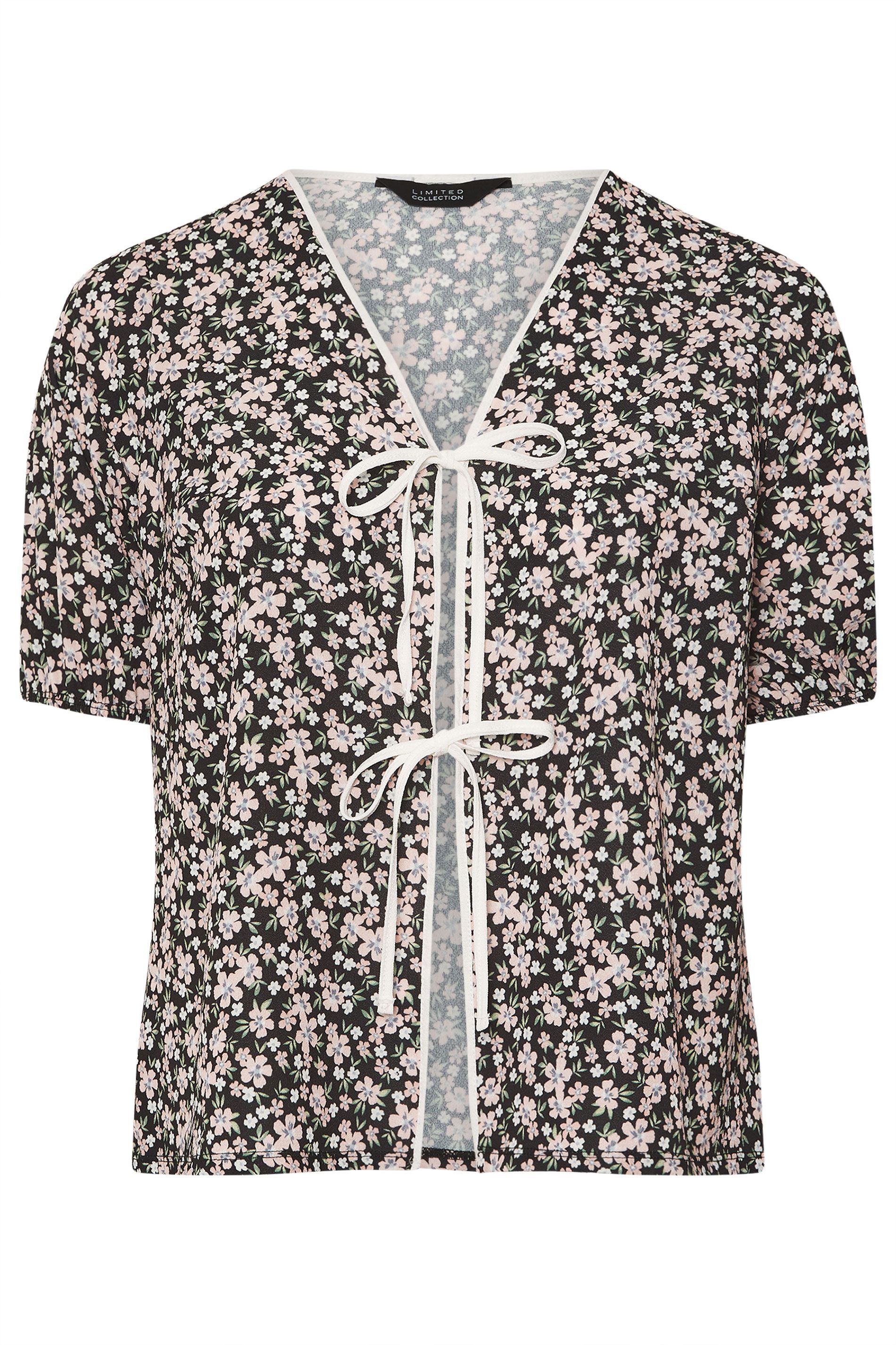 Top Noir À Ficelles Petites Fleurs Size 44 - Limited Collection - Modalova