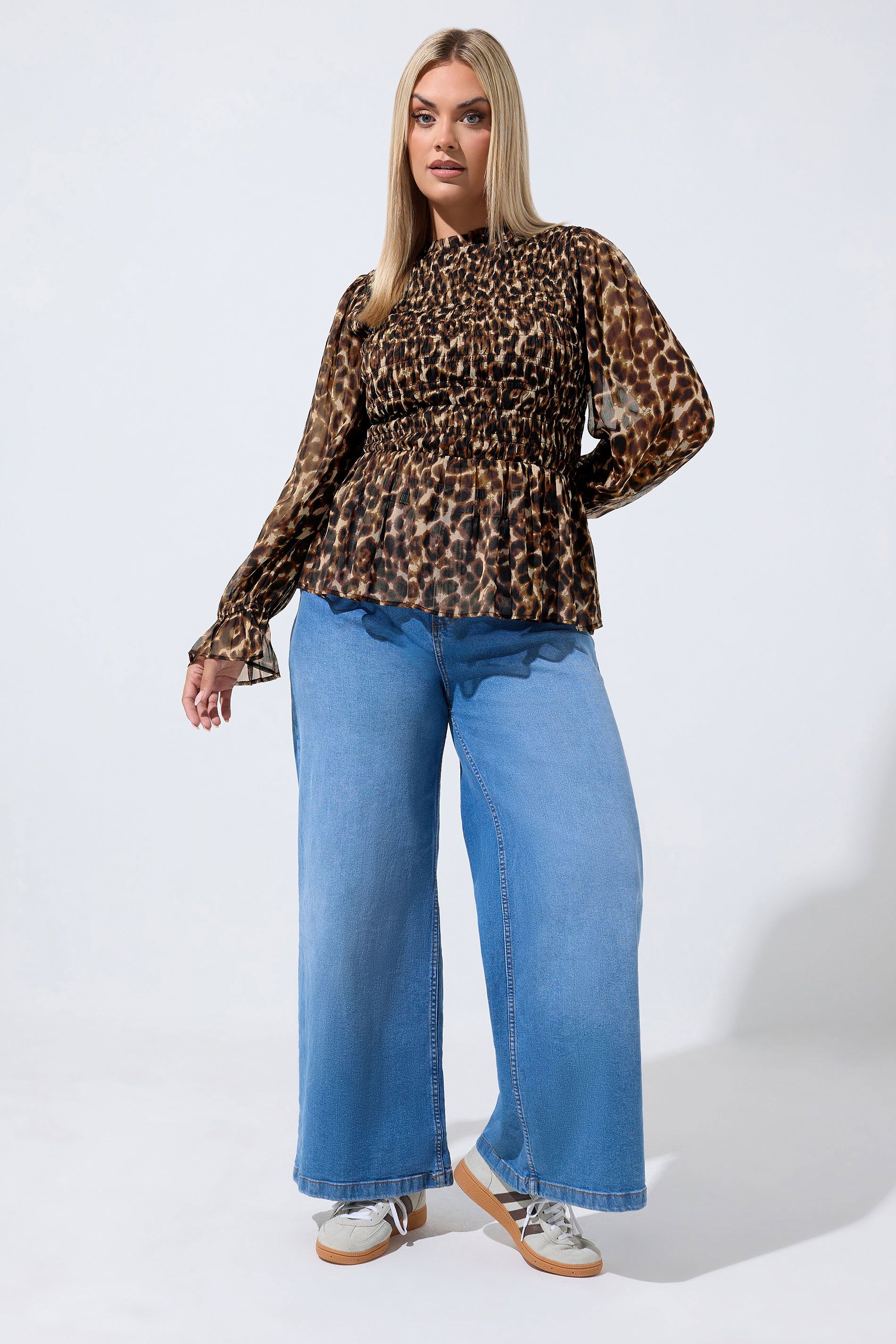 Top Smocké Marron À Imprimé Léopard Size 40 - Limited Collection - Modalova