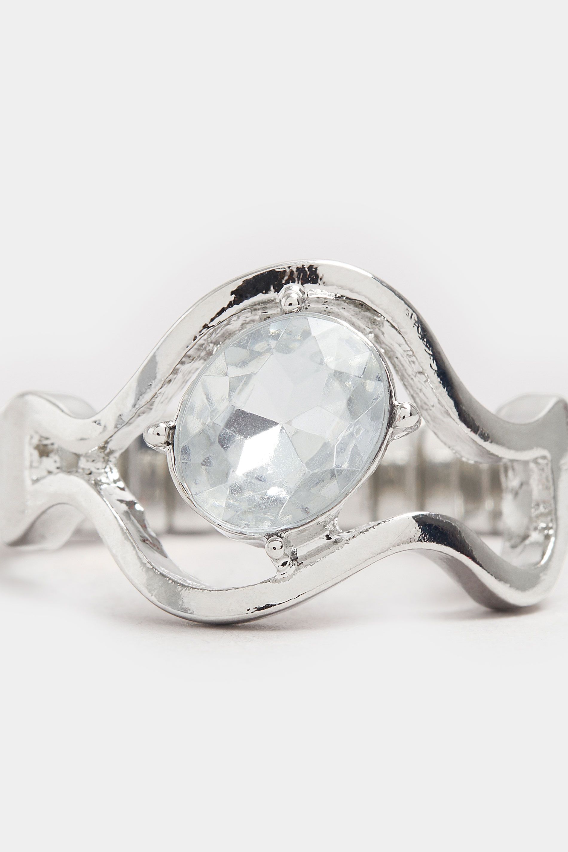 Bague Extensible Argentée À Strass Torsadéesize One Size - Yours - Modalova
