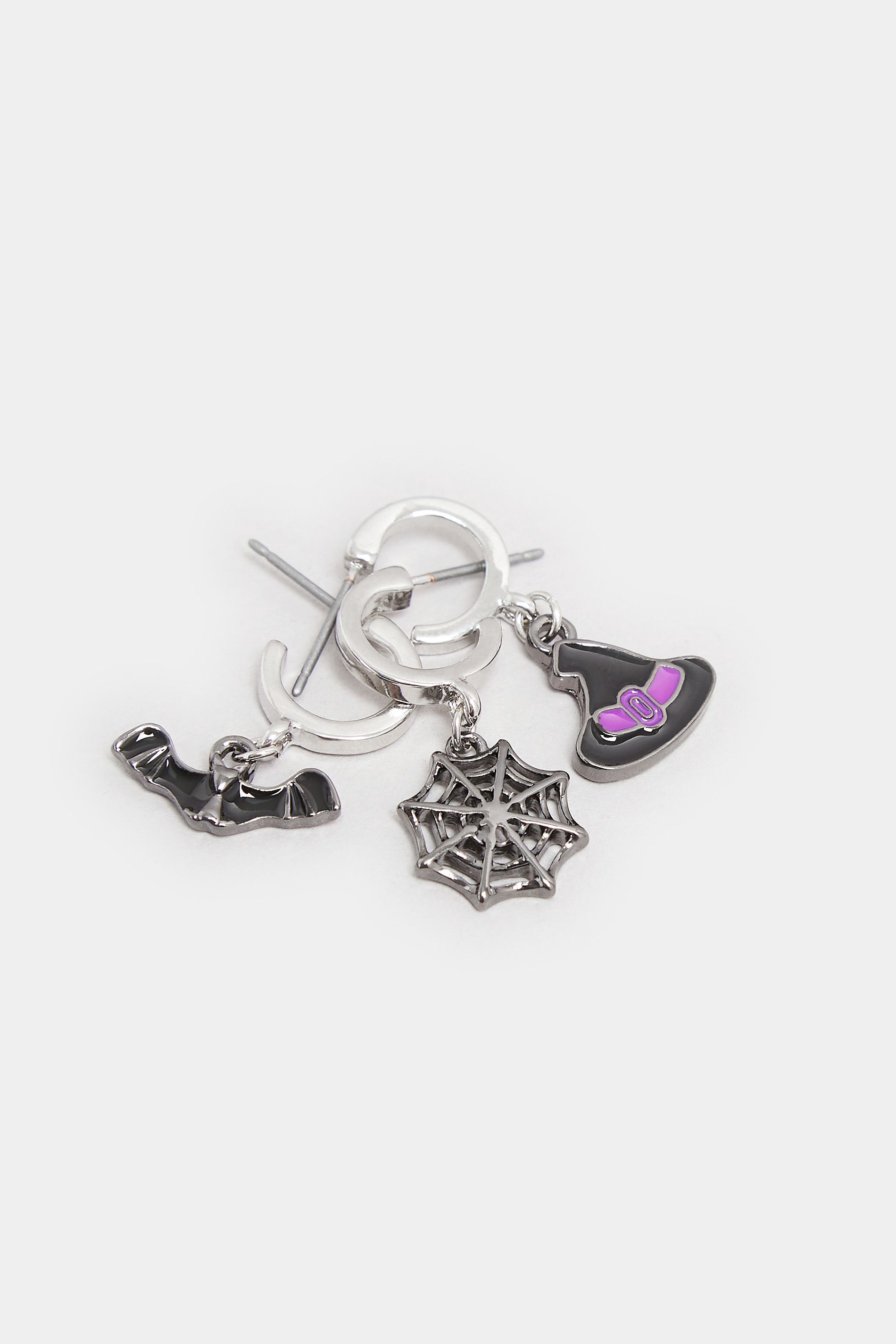 Lot De 3 Petites Boucles D'oreilles Créoles Argentées Halloweensize One Size - Yours - Modalova