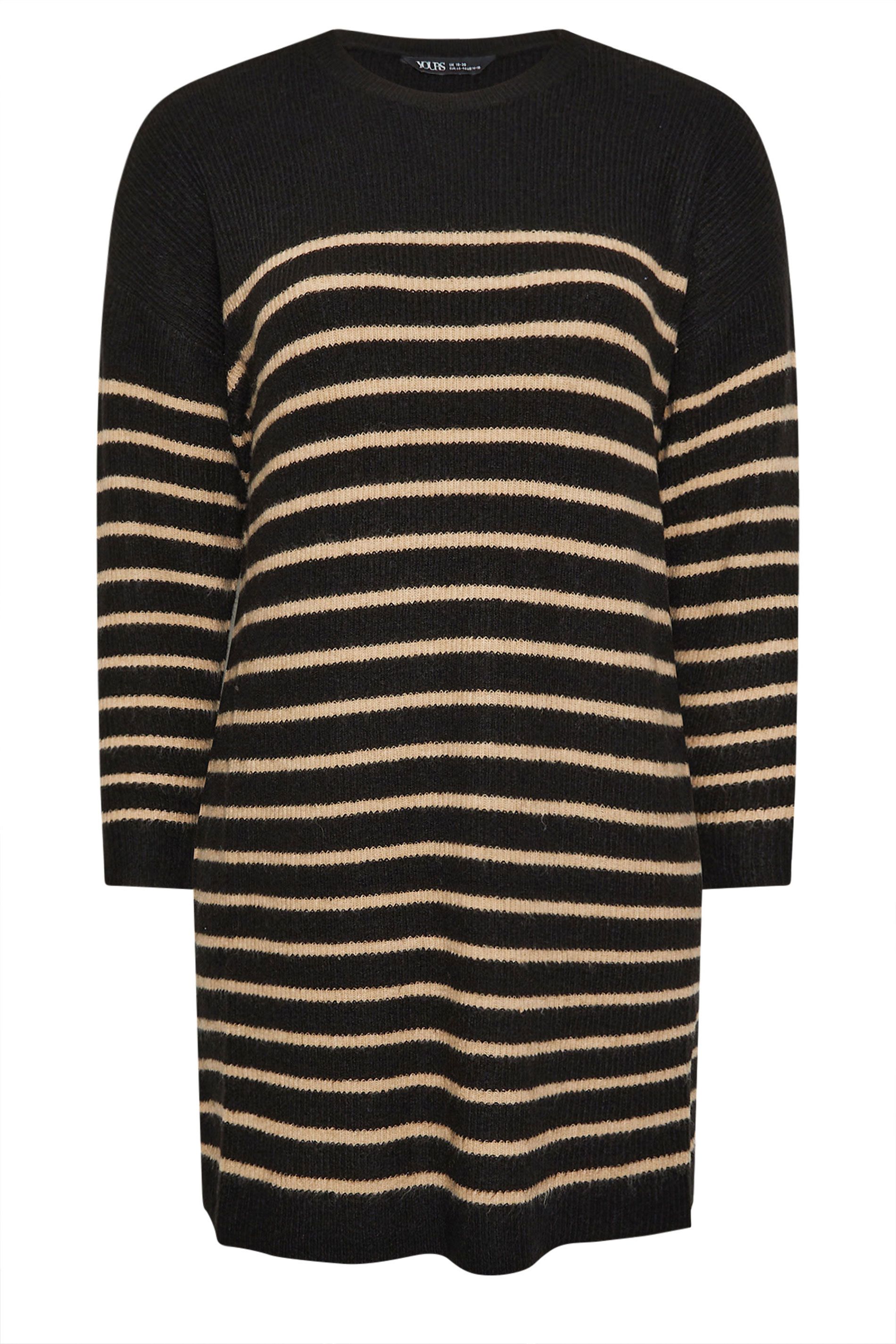Robepull Noire & Beige À Rayures En Maille Size 50-52 - Yours - Modalova