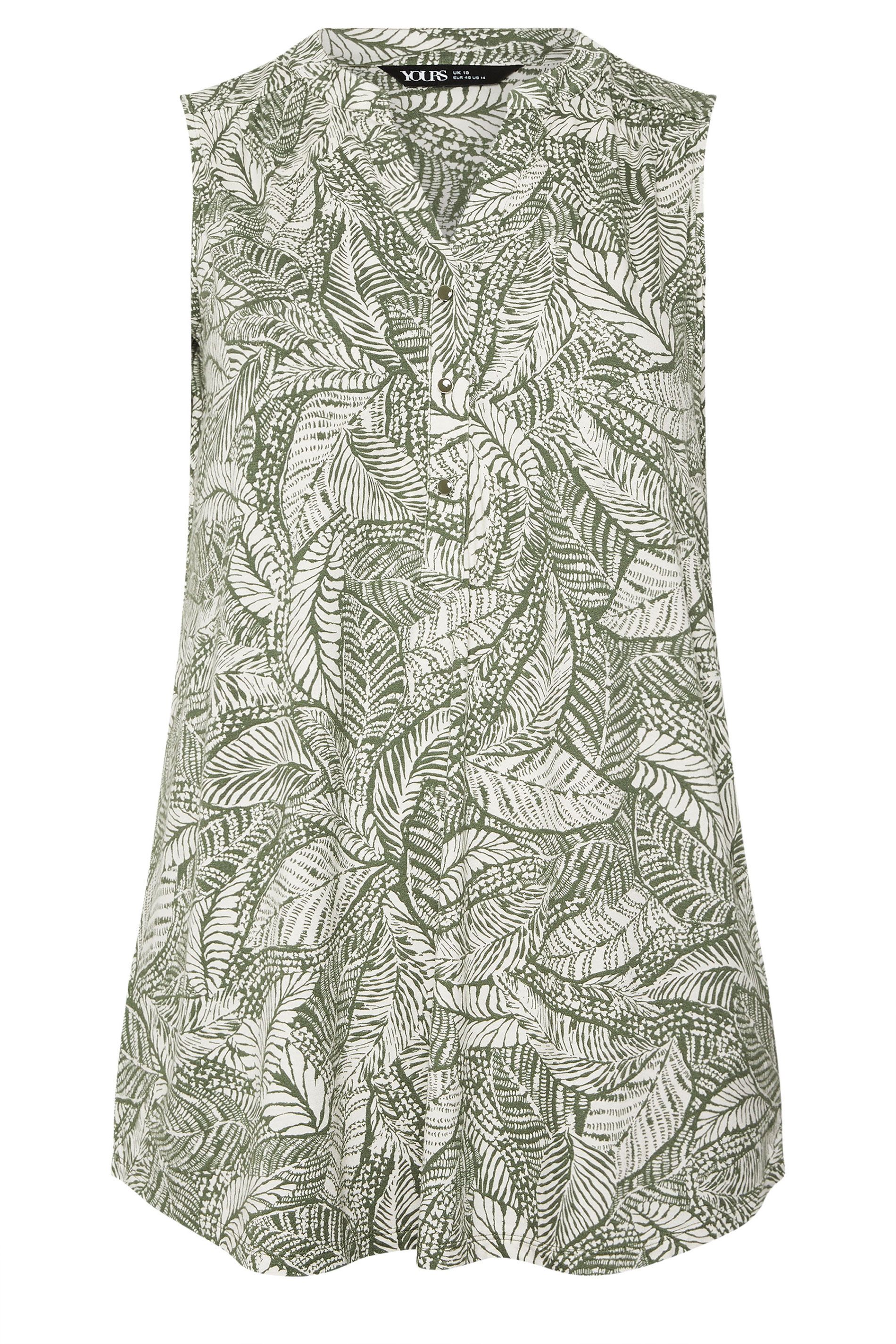 Chemisier Sans Manches Blanc Ivoire À Imprimé Feuilles Size 66-68 - Yours - Modalova