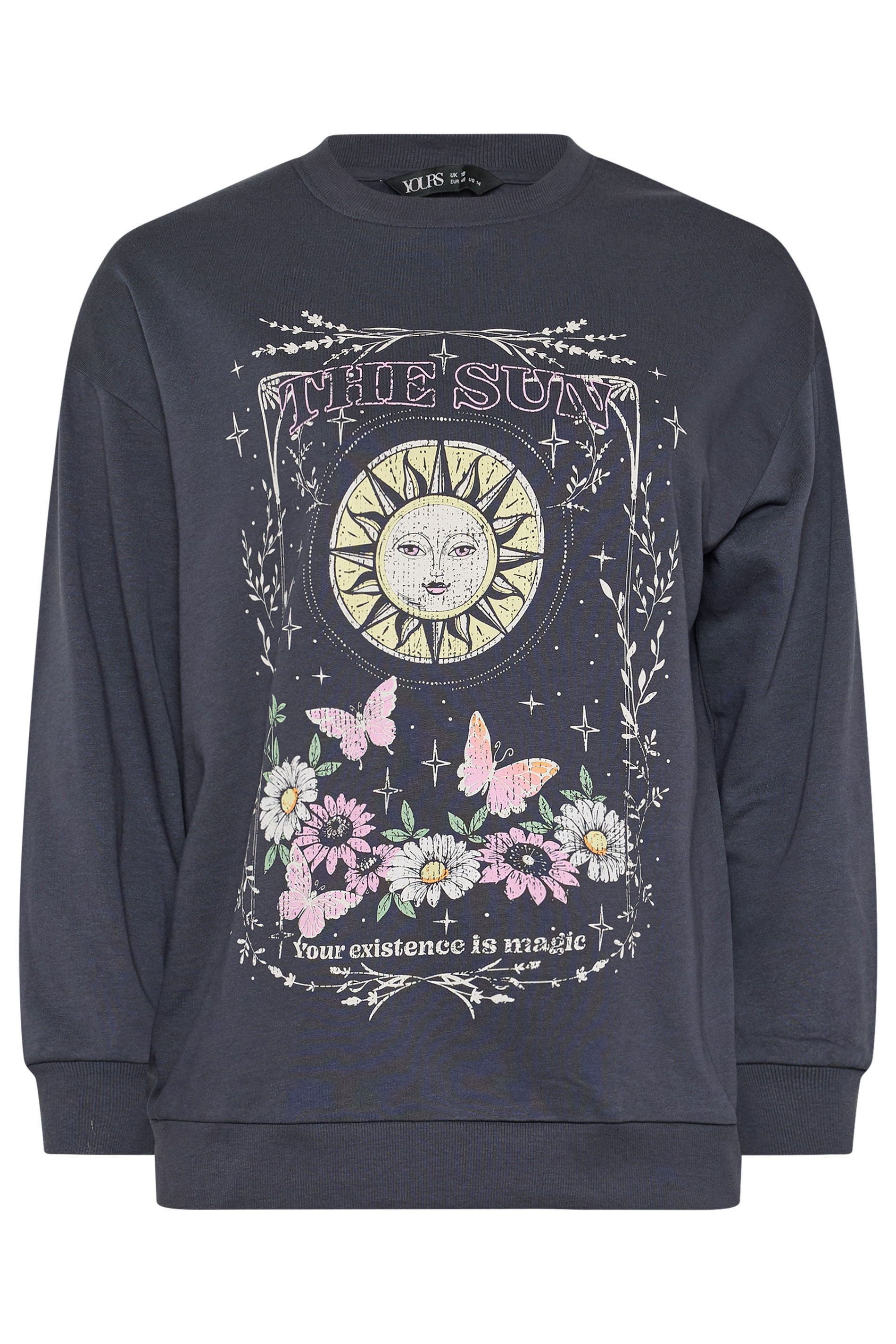 Sweatshirt Gris À Imprimé Graphique Céleste Size 44 - Yours - Modalova