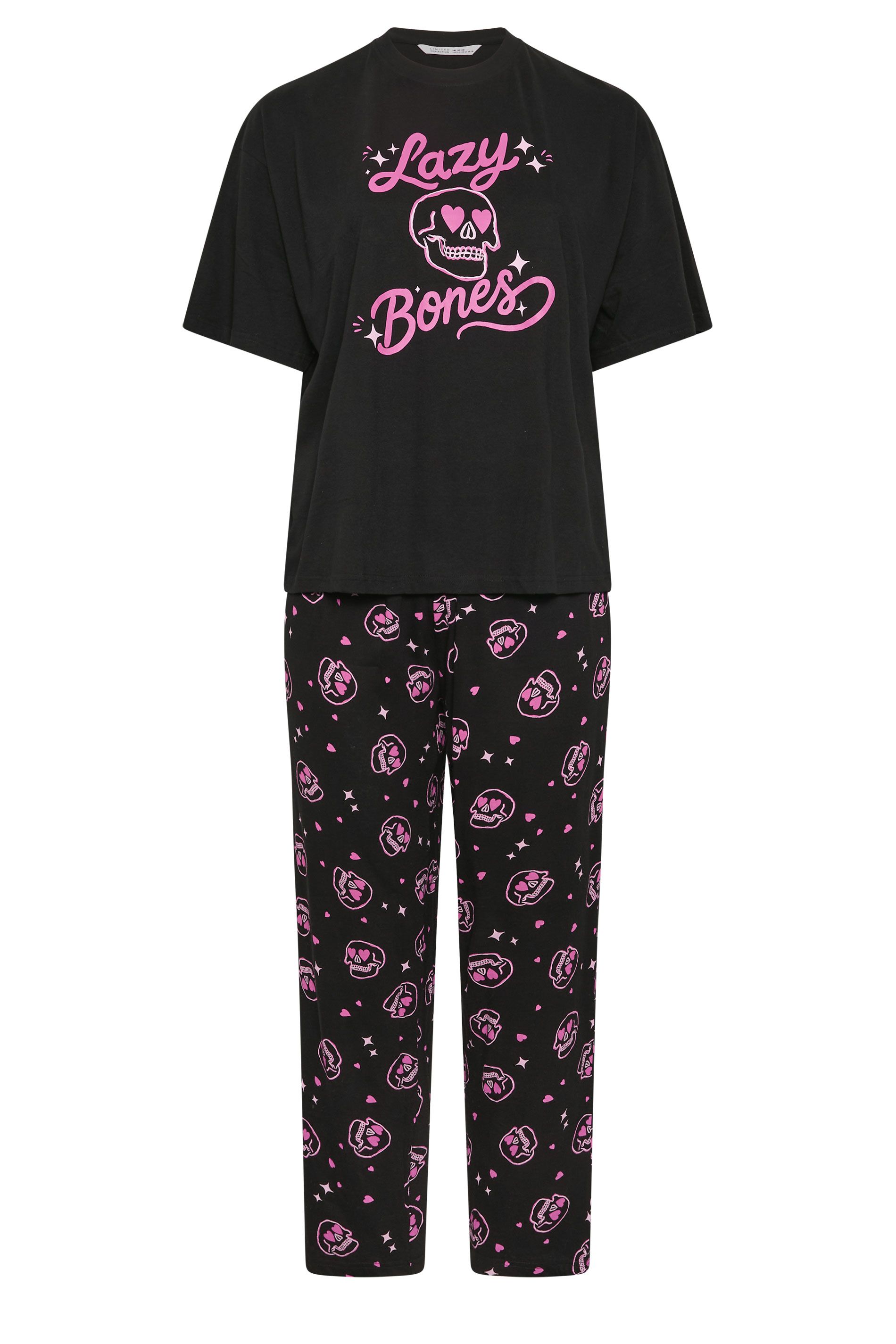 Ensemble De Pyjama Noir « Lazy Bones » À Motif Tête De Mort Size 38-40 - Limited Collection - Modalova