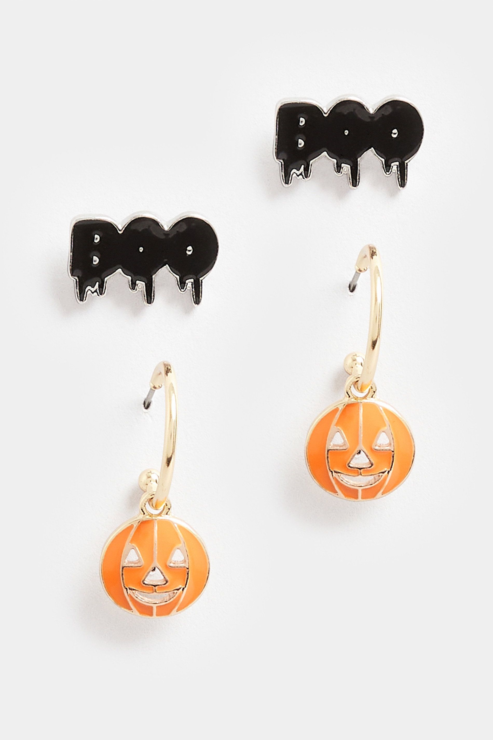 Lot De 2 Boucles D'oreilles Créoles Citrouille Halloweensize One Size - Yours - Modalova