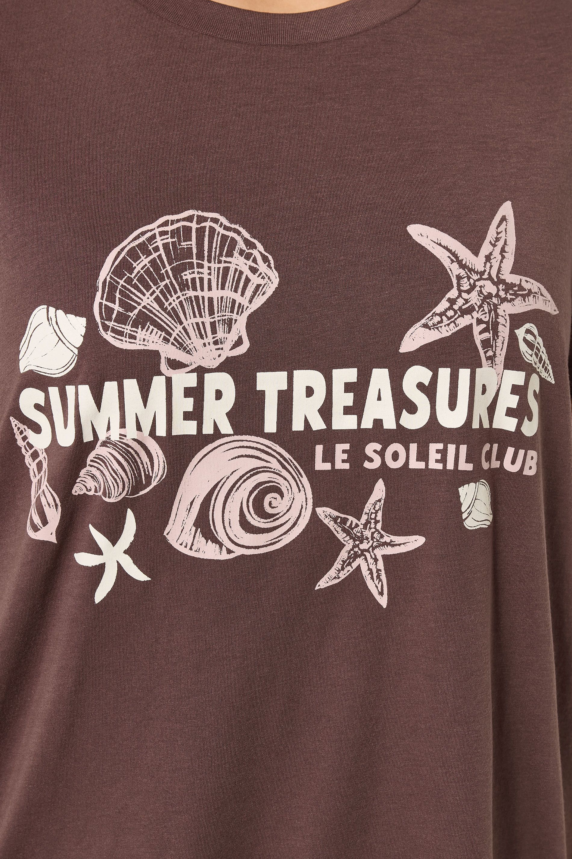 Tshirt Marron Chocolat À Message « Summer Treasures » Size 42 - Yours - Modalova