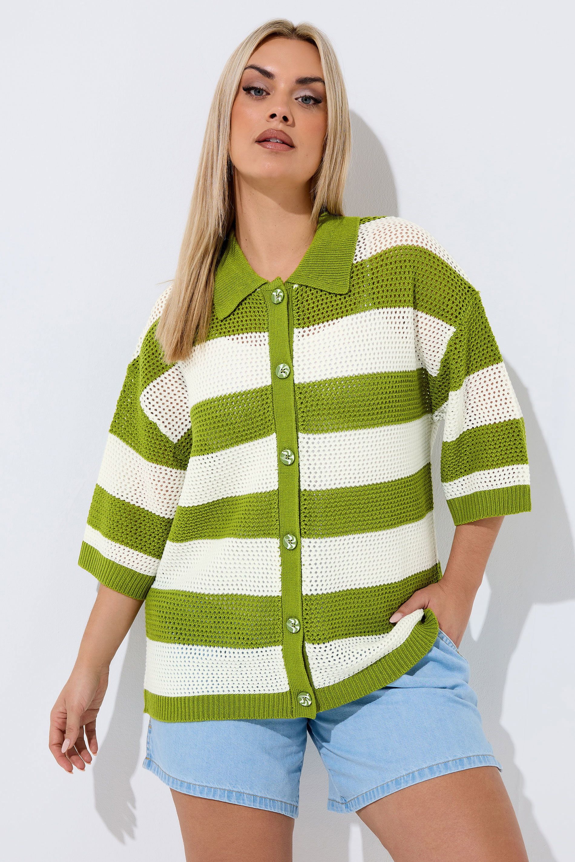 Chemise Droite En Maille Verte À Rayures Size 50-52 - Limited Collection - Modalova