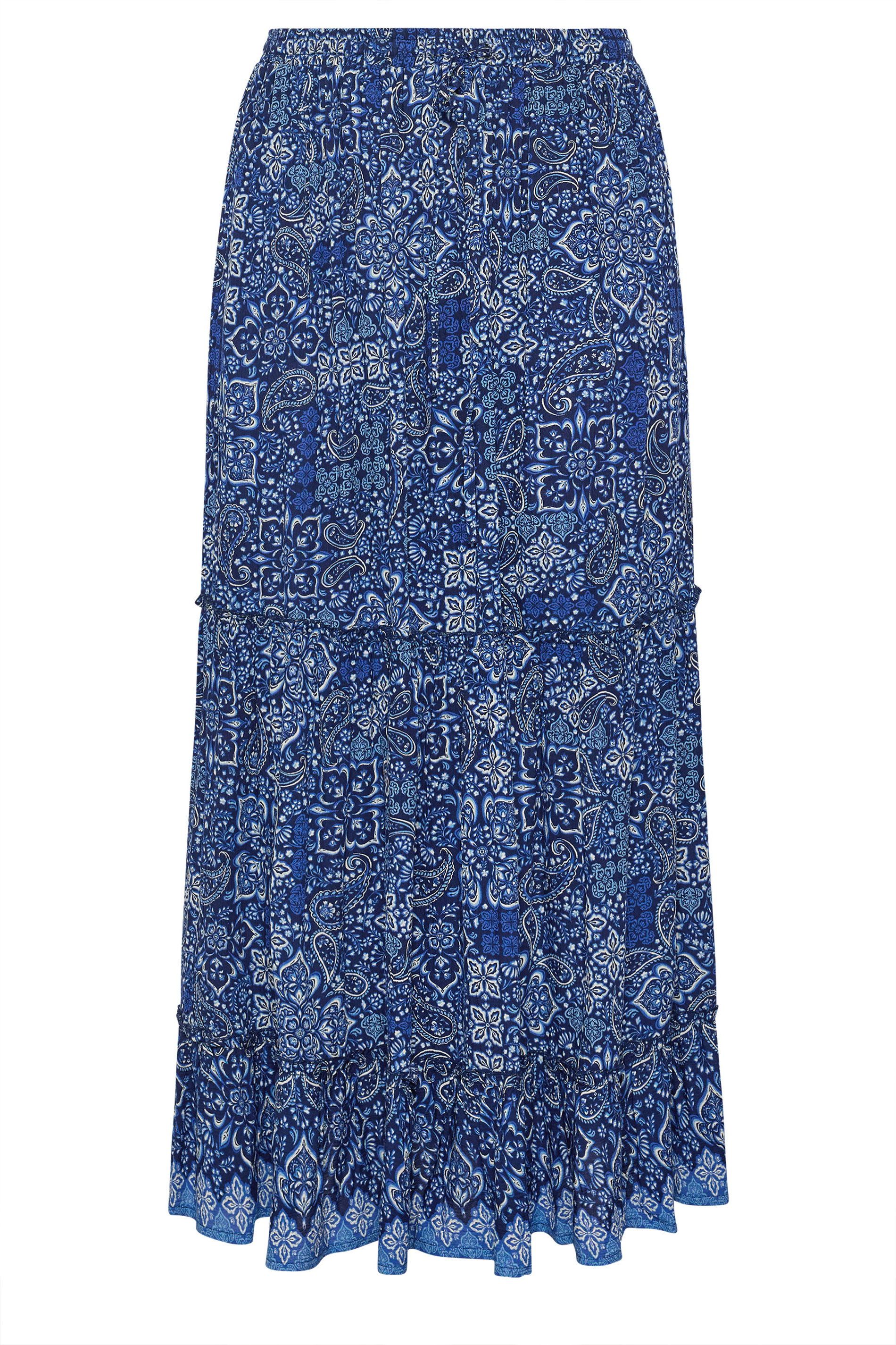 Jupe Étagée Bleu Marine À Motif Cachemire Size 44 - Yours - Modalova