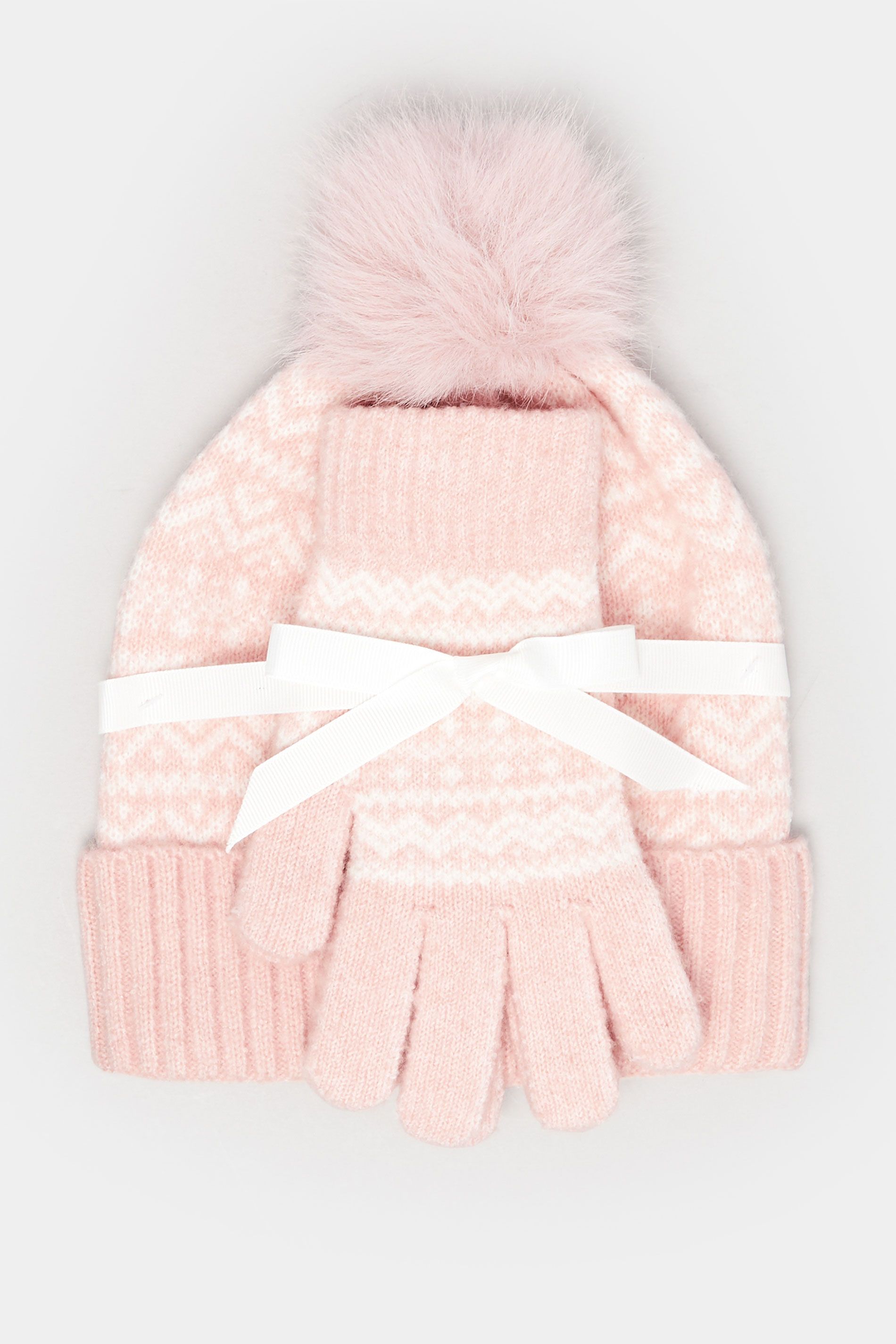 Ensemble Bonnet Et Gants À Pompon Fair Isle Rosesize One Size - Yours - Modalova