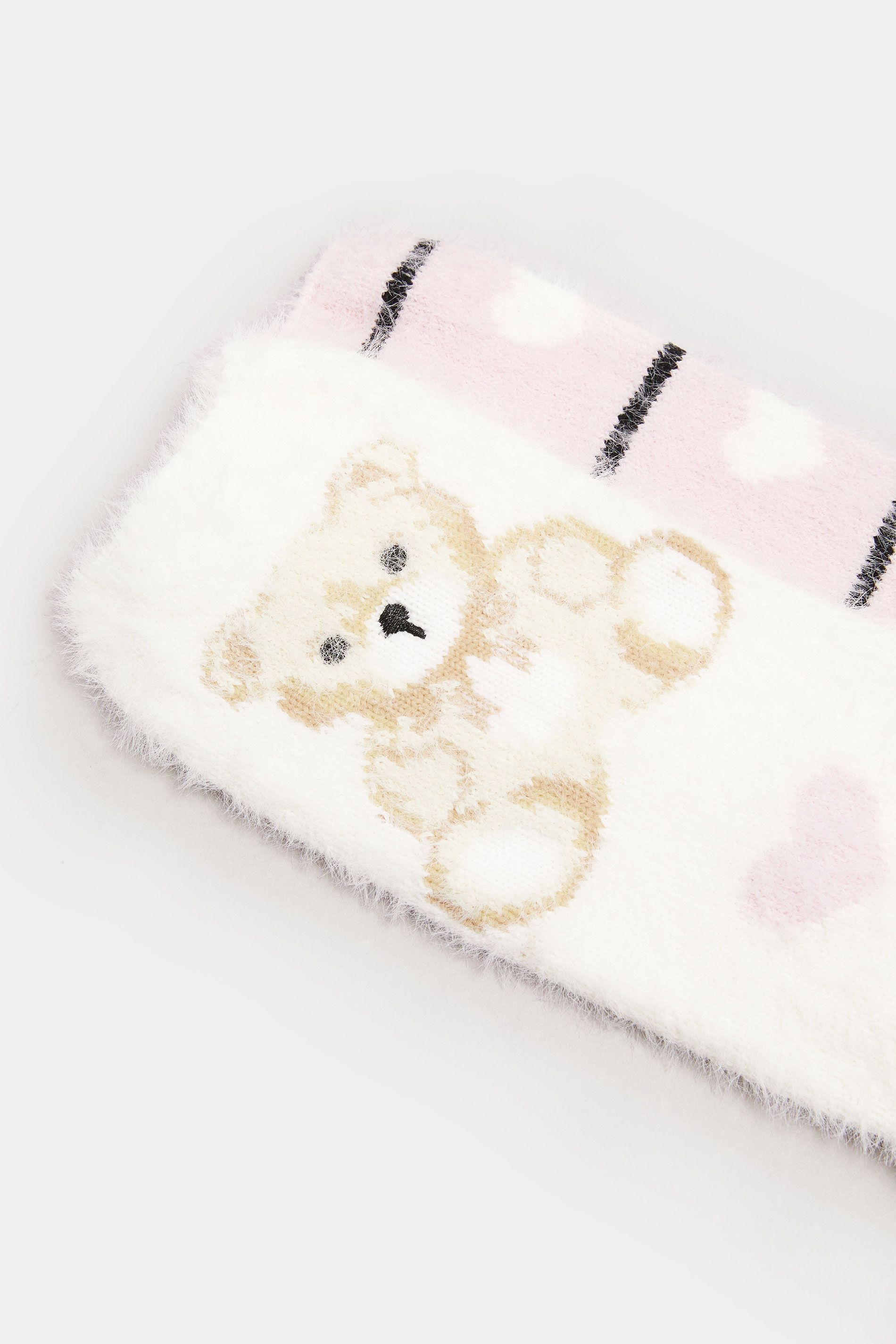 Lot De 2 Paires De Chaussettes D’Intérieur Duveteuses Blanc Et Rose À Motif Ours En Peluche Size 41-44 - Yours - Modalova