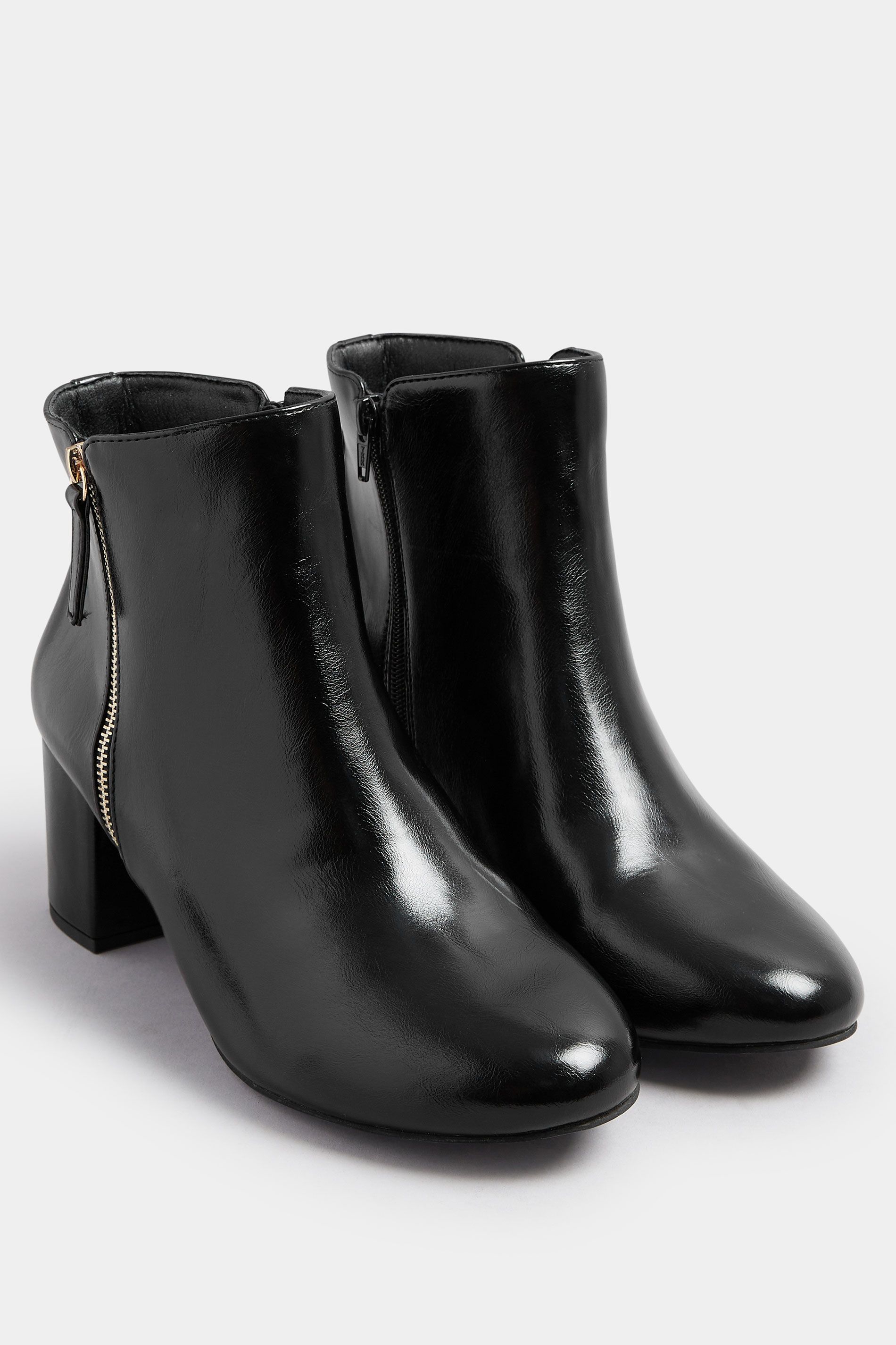 Bottines À Talons Carrés En Similicuir Noir Tailles E Et Eee Extra Largessize 40EEE - Yours - Modalova