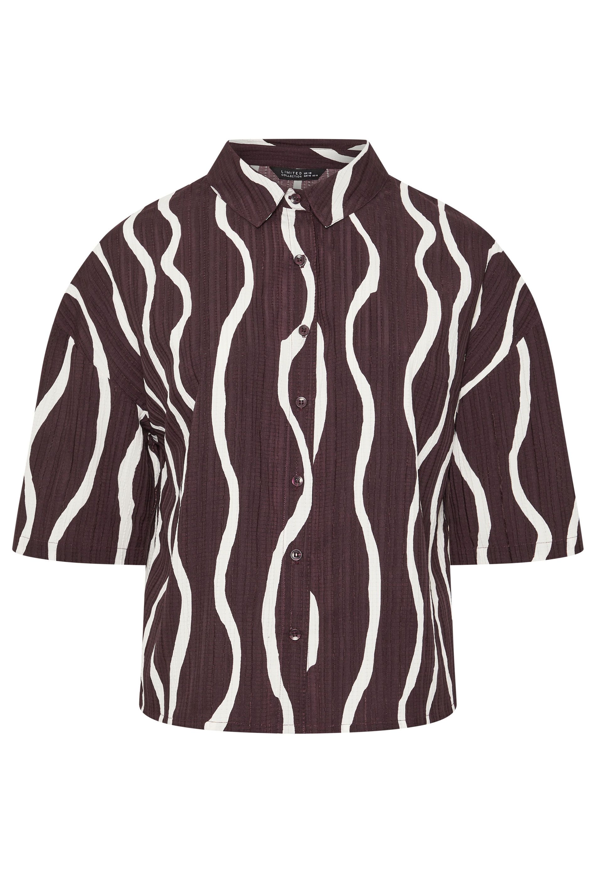 Chemise Droite Marron À Imprimé Ondulé Size 46 - Limited Collection - Modalova