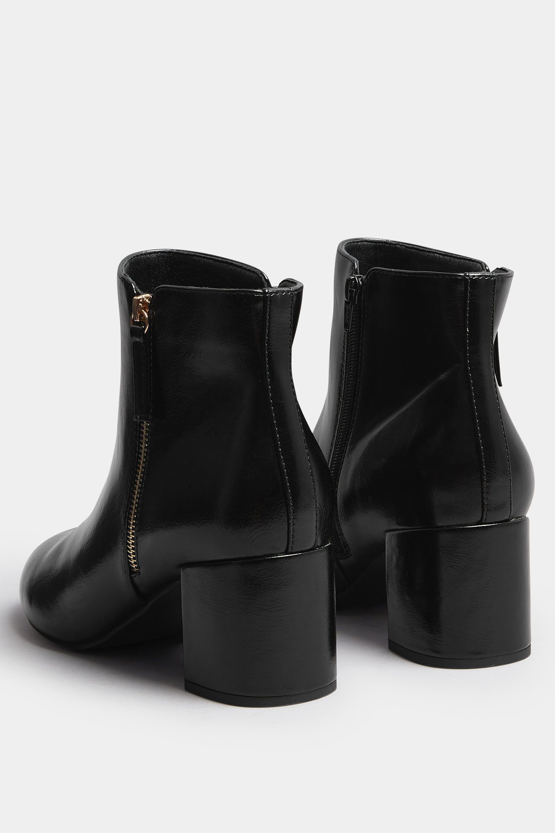 Bottines À Talons Carrés En Similicuir Noir Tailles E Et Eee Extra Largessize 40EEE - Yours - Modalova