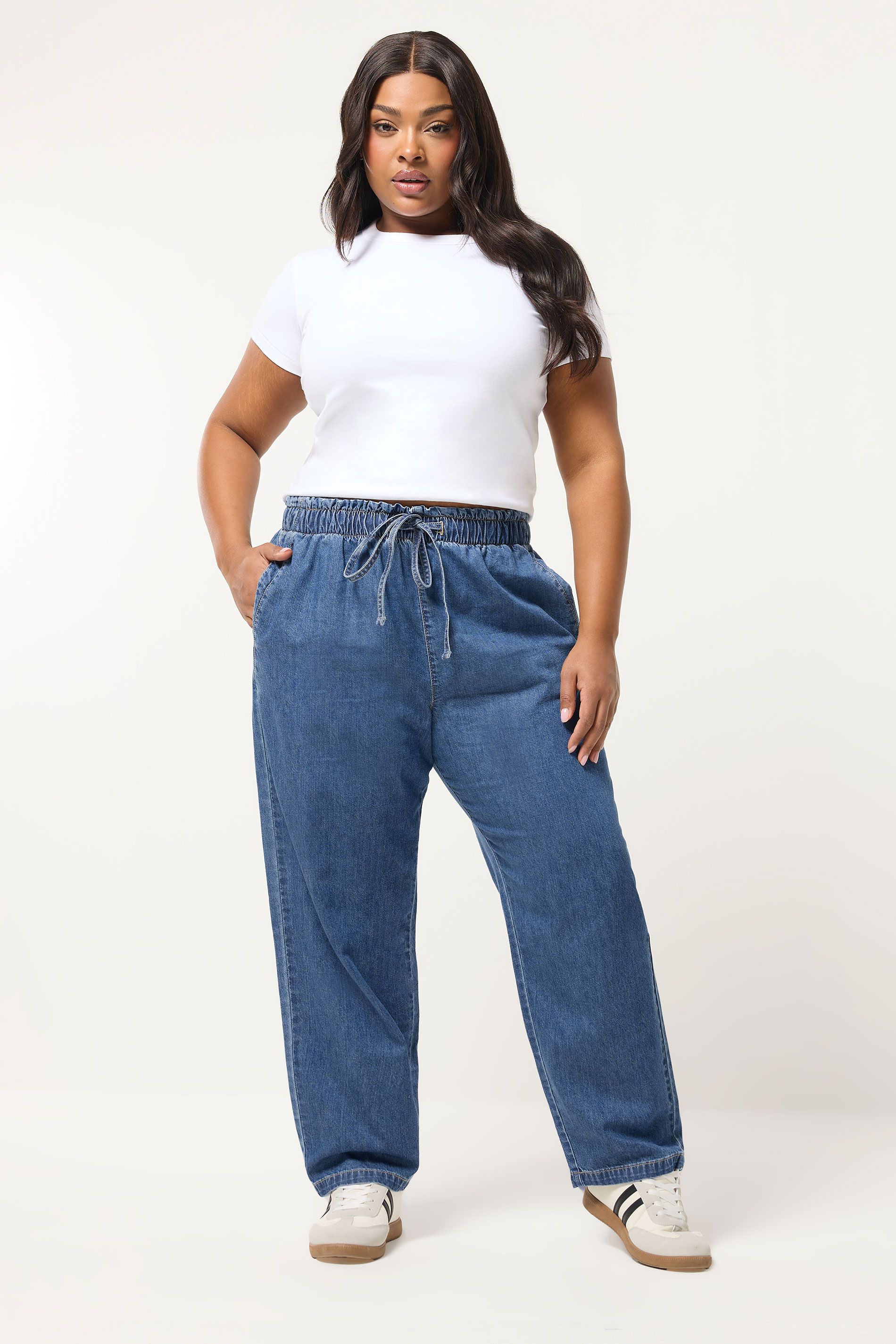 Jean Droit Taille Froncée Bleu Size Regular > 46 - Yours - Modalova