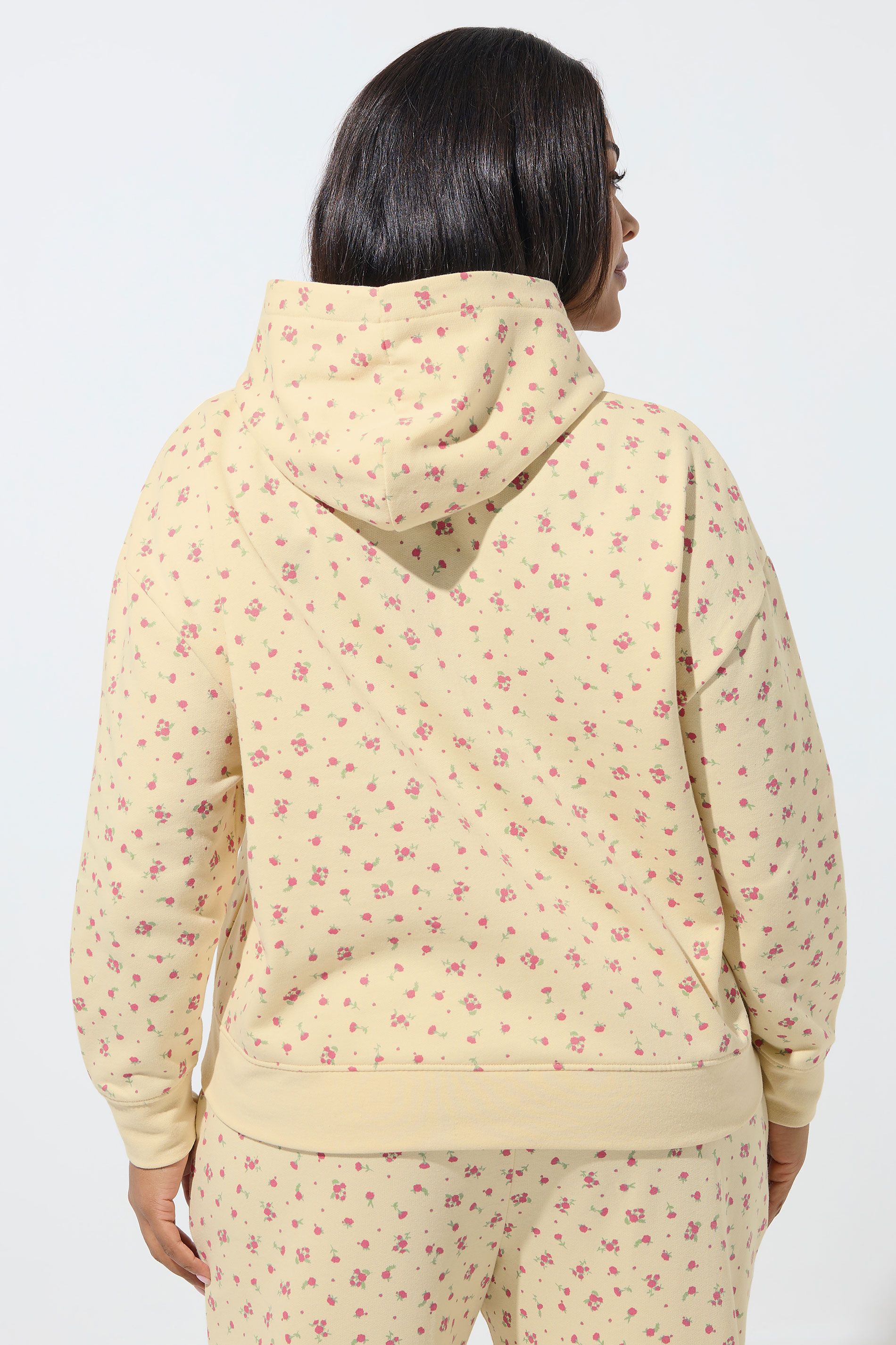 Sweat À Capuche Jaune À Petites Fleurs « Positive Energy » Size 44 - Limited Collection - Modalova