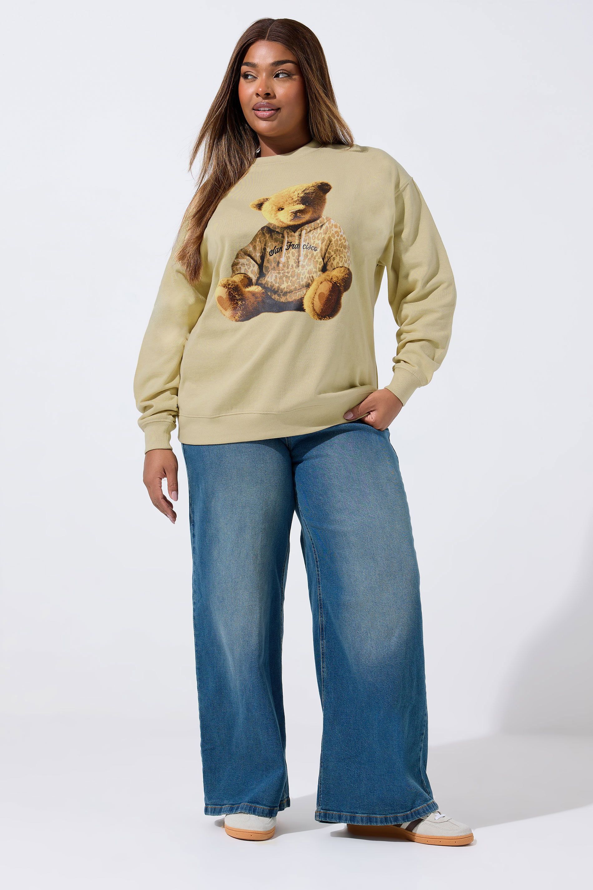 Sweatshirt Teddy À Imprimé Léopard Marron Naturel Size 46 - Limited Collection - Modalova