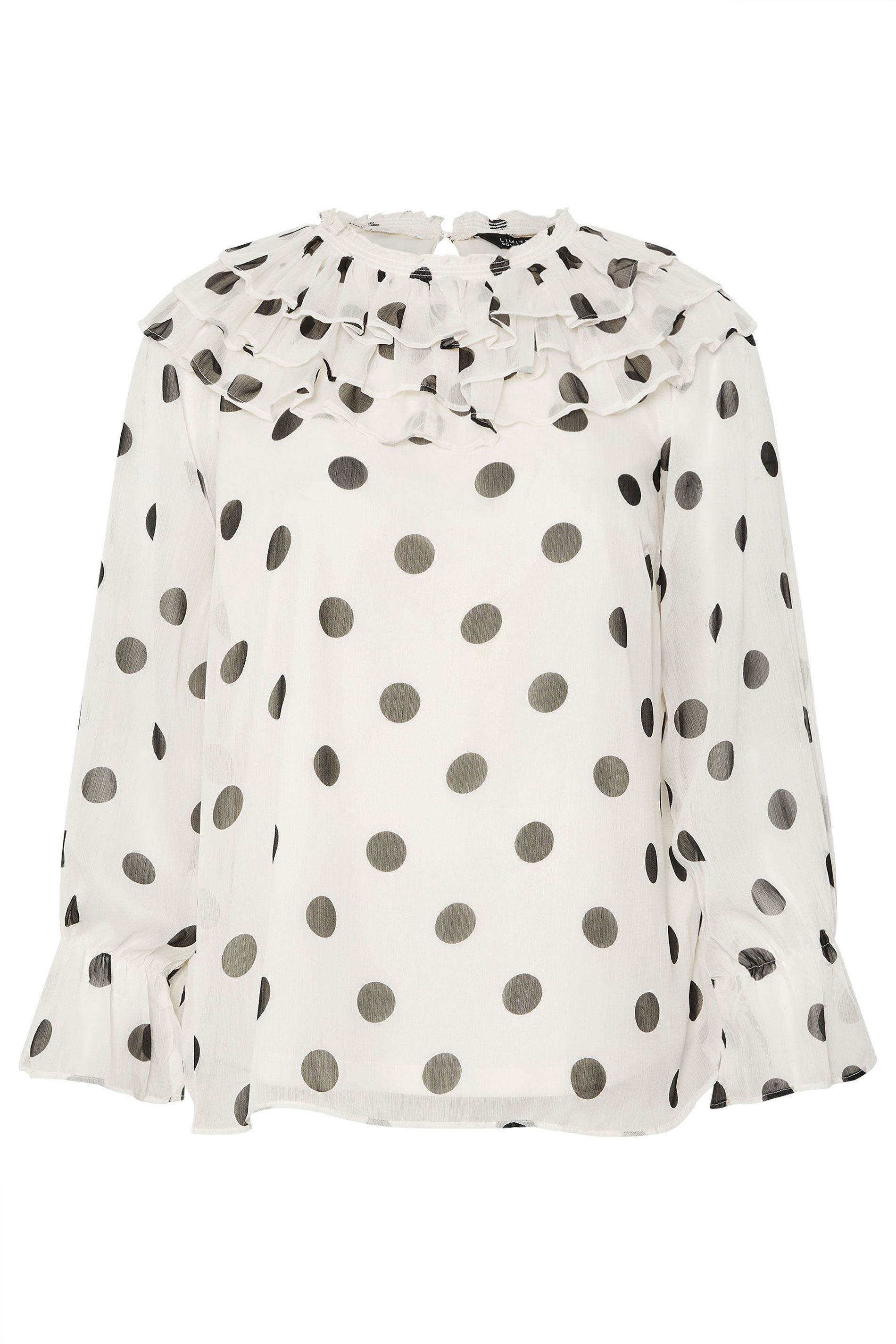 Blouse Blanche À Pois Et Col Volanté Size 50-52 - Limited Collection - Modalova