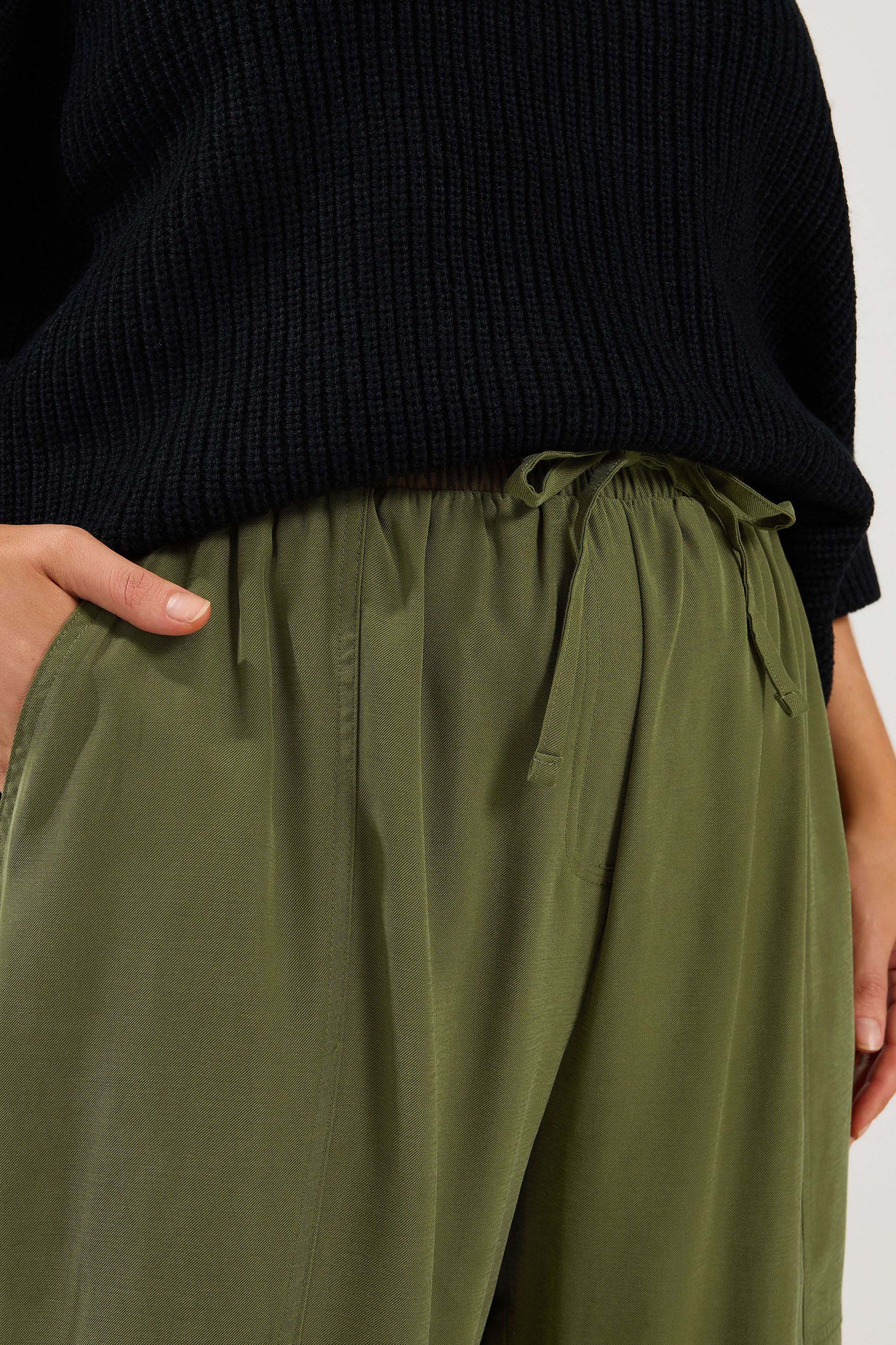 Pantalon Large Vert Kaki En Sergé Size Short > 62-64 - Yours - Modalova