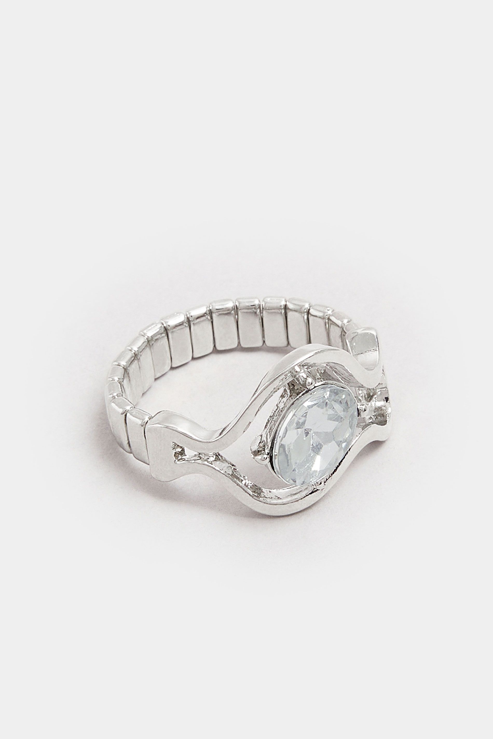 Bague Extensible Argentée À Strass Torsadéesize One Size - Yours - Modalova
