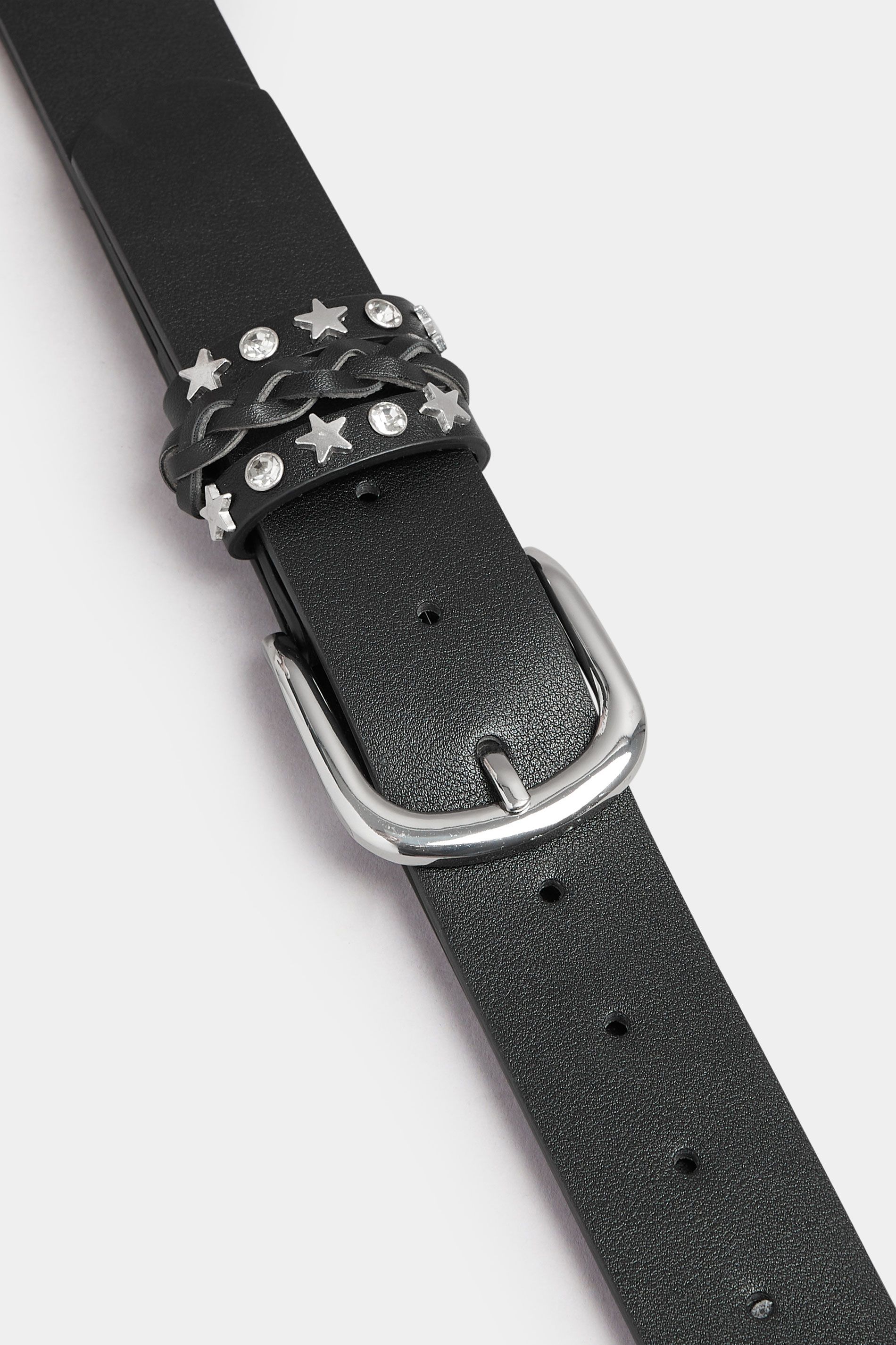 Ceinture En Similicuir Noir Avec Passant Étoilésize 58-60 - Yours - Modalova