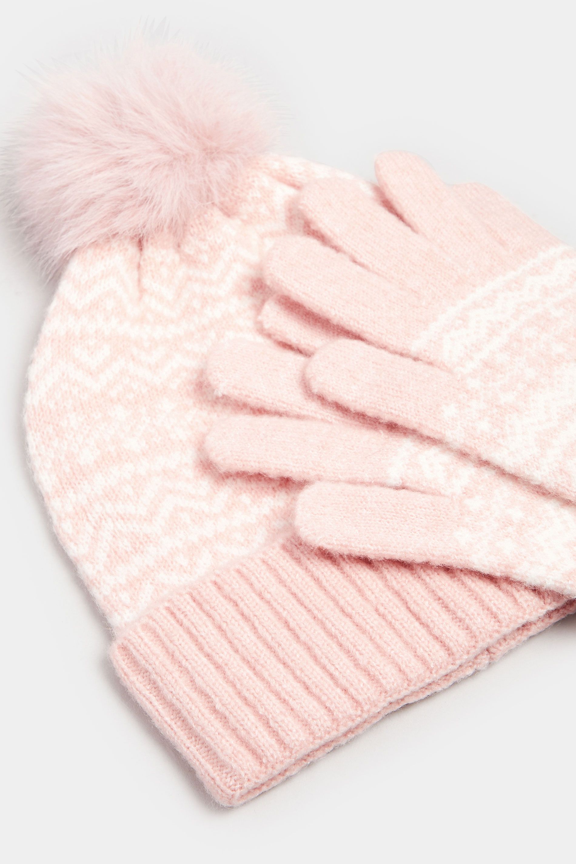 Ensemble Bonnet Et Gants À Pompon Fair Isle Rosesize One Size - Yours - Modalova