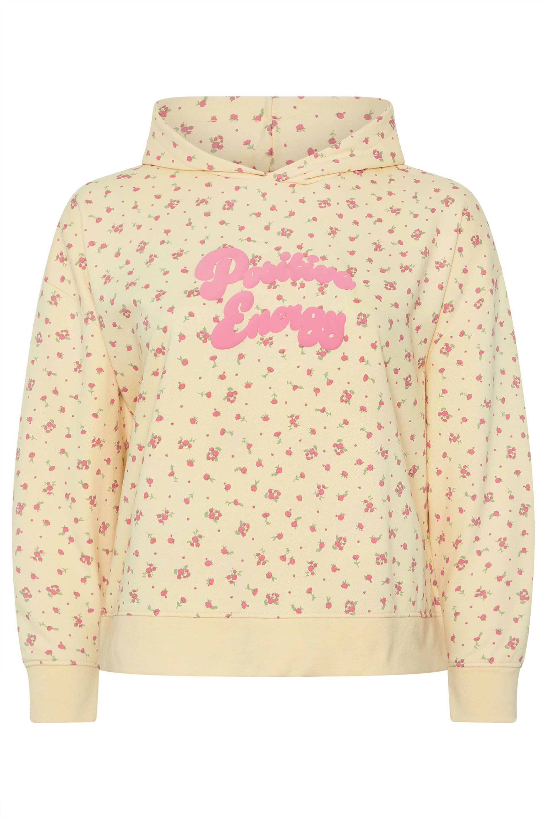 Sweat À Capuche Jaune À Petites Fleurs « Positive Energy » Size 44 - Limited Collection - Modalova