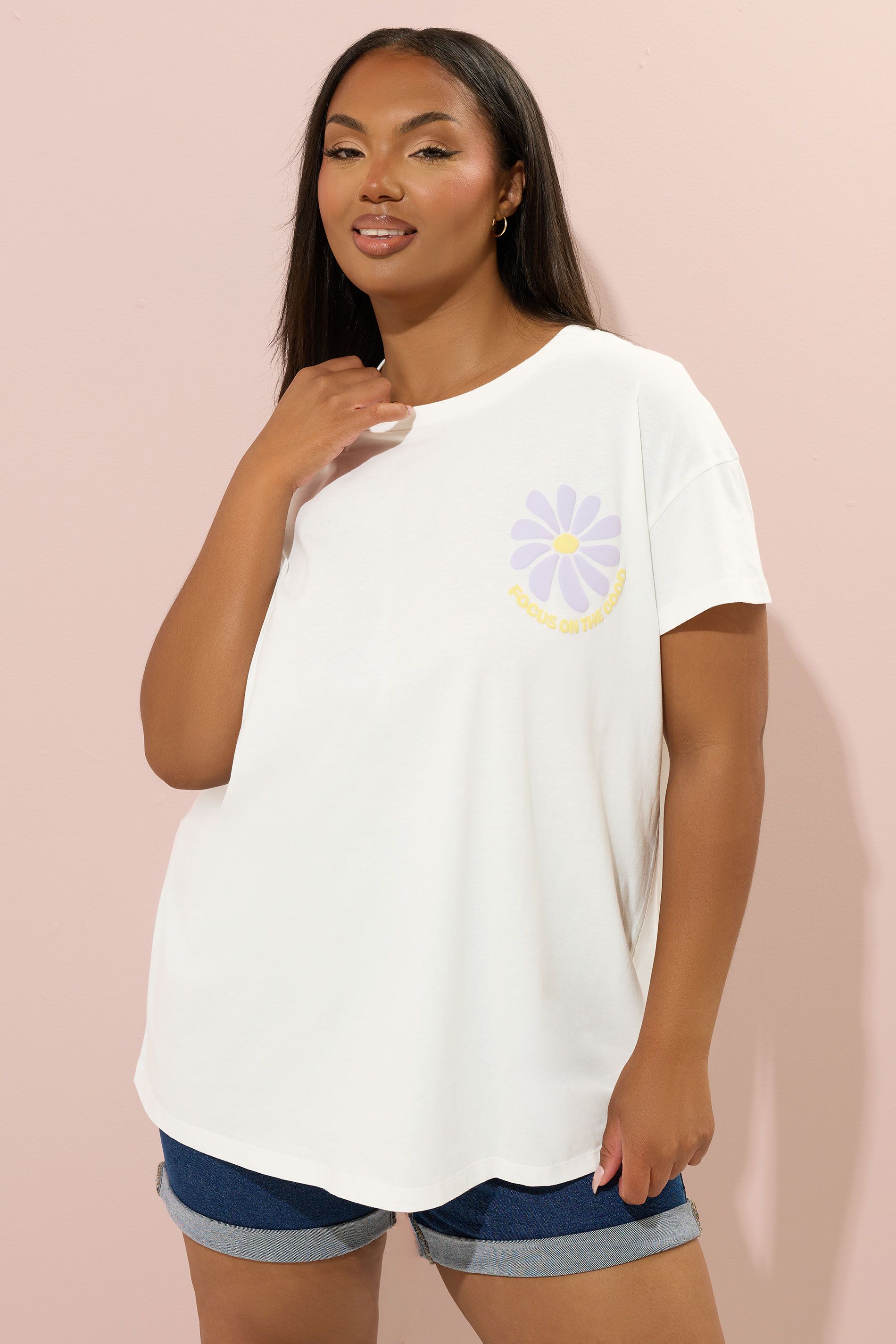 Tshirt Blanc 'Focus On The Good' Pâquerette Size 48 - Yours - Modalova