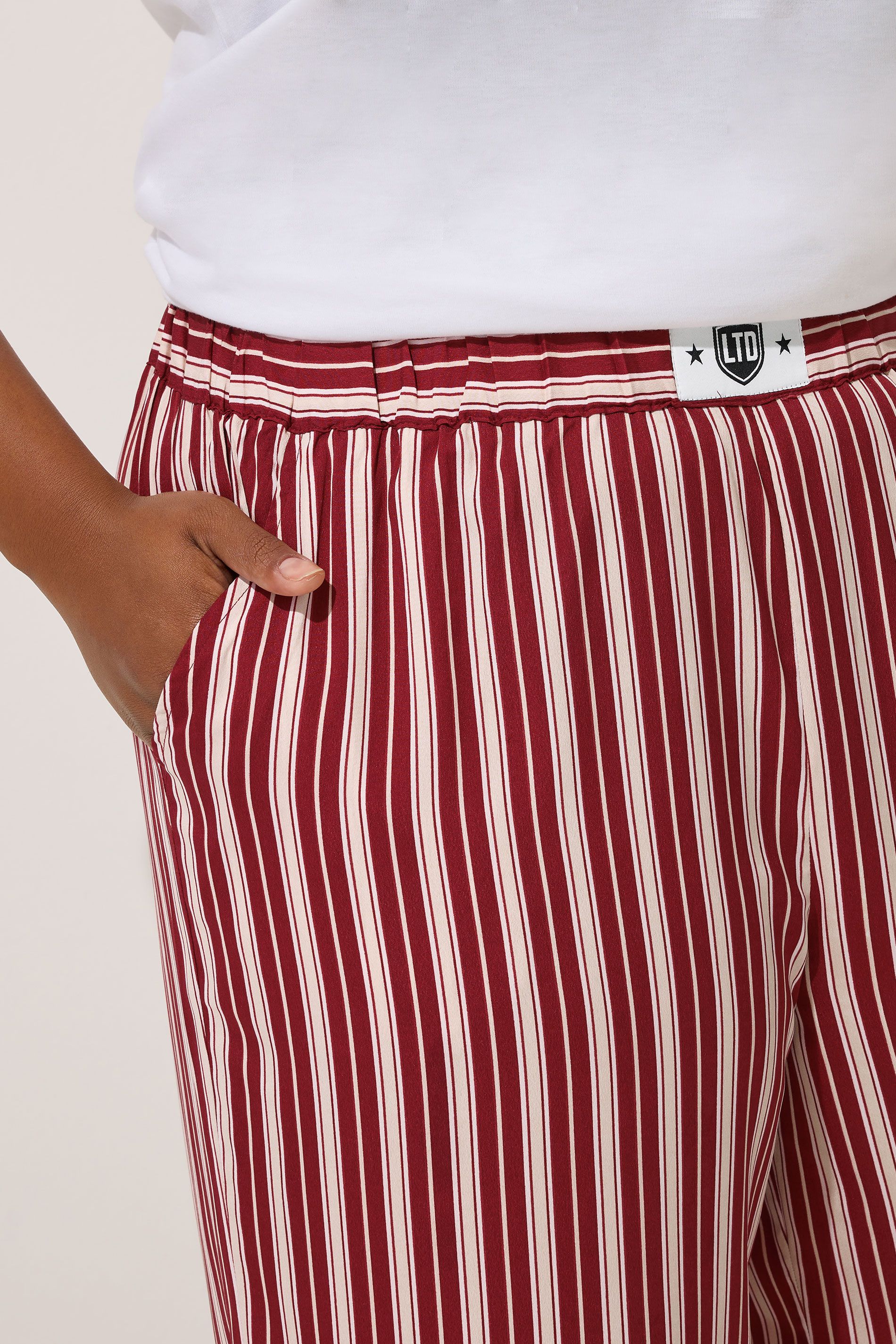 Pantalon Taille Boxer À Rayures Rose Foncé Size 48 - Limited Collection - Modalova