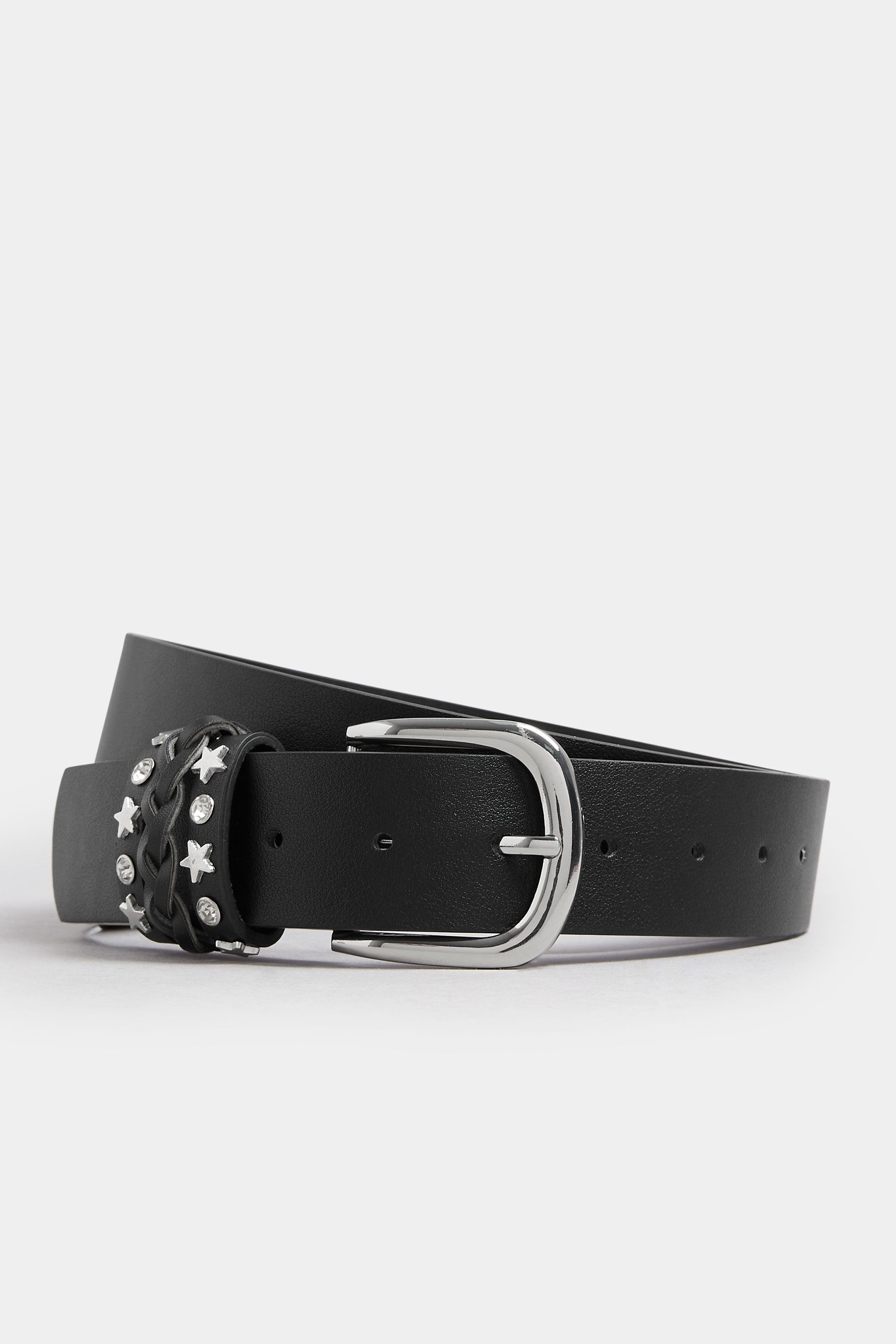 Ceinture En Similicuir Noir Avec Passant Étoilésize 58-60 - Yours - Modalova