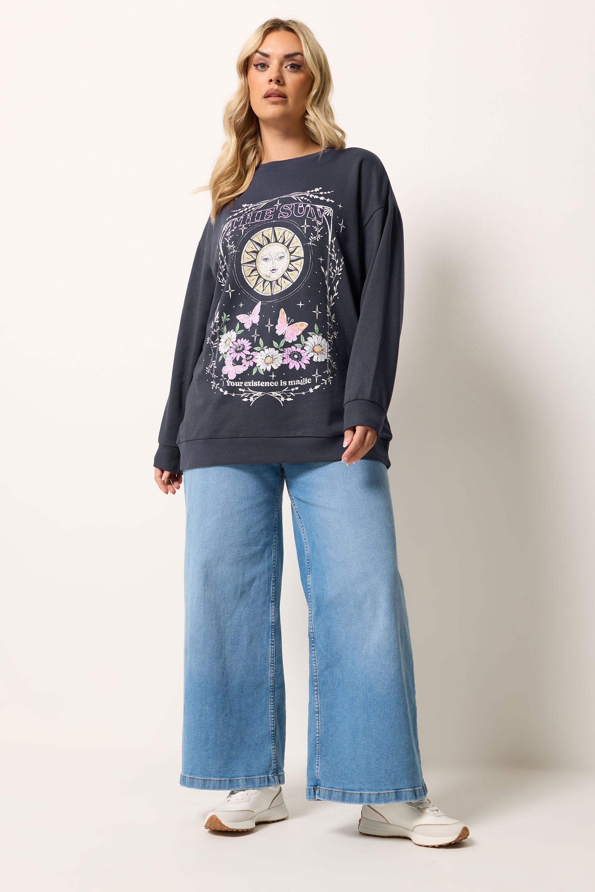 Sweatshirt Gris À Imprimé Graphique Céleste Size 44 - Yours - Modalova