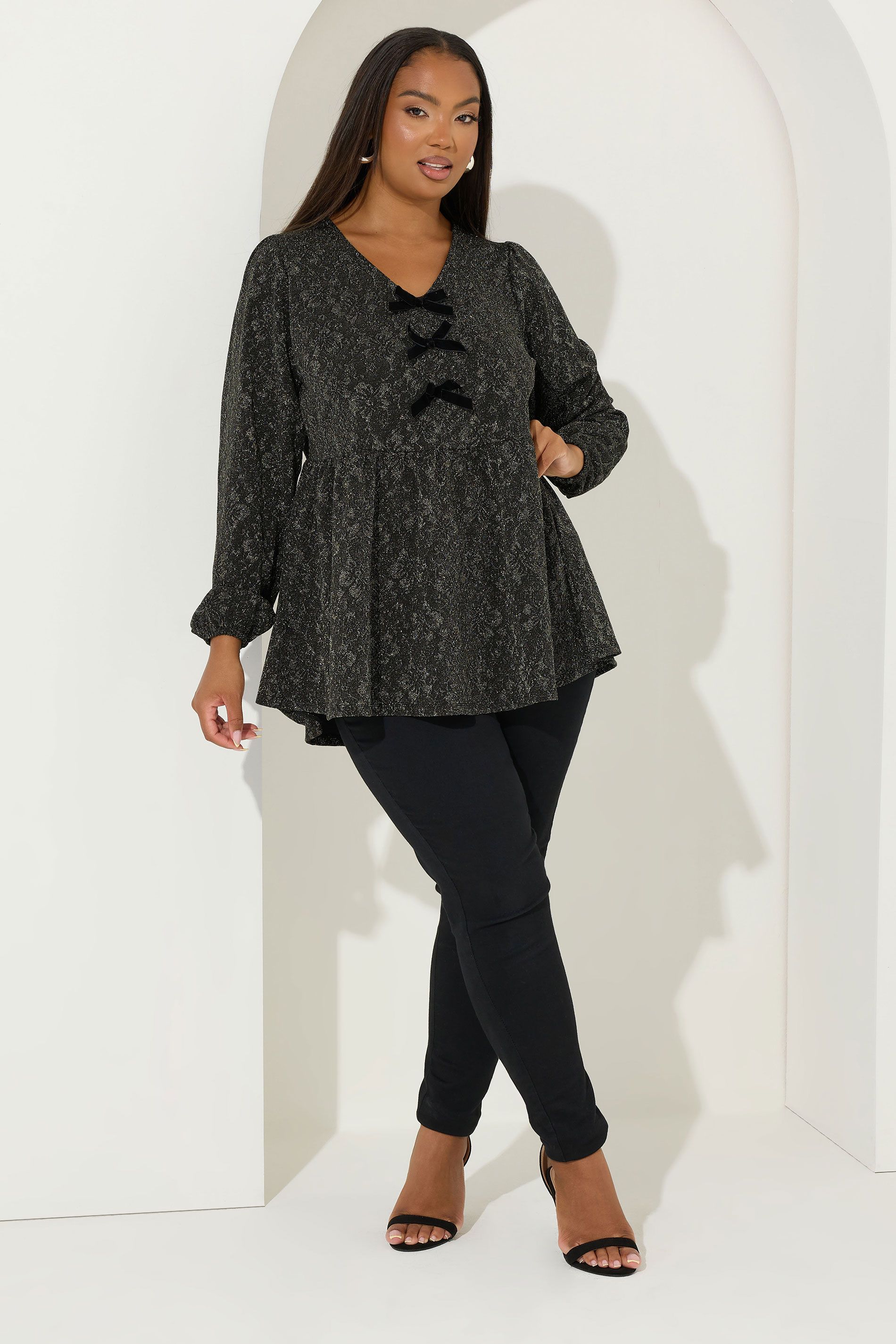 Haut À Nœud En Jacquard Floral Doré Size 46 - Yours - Modalova